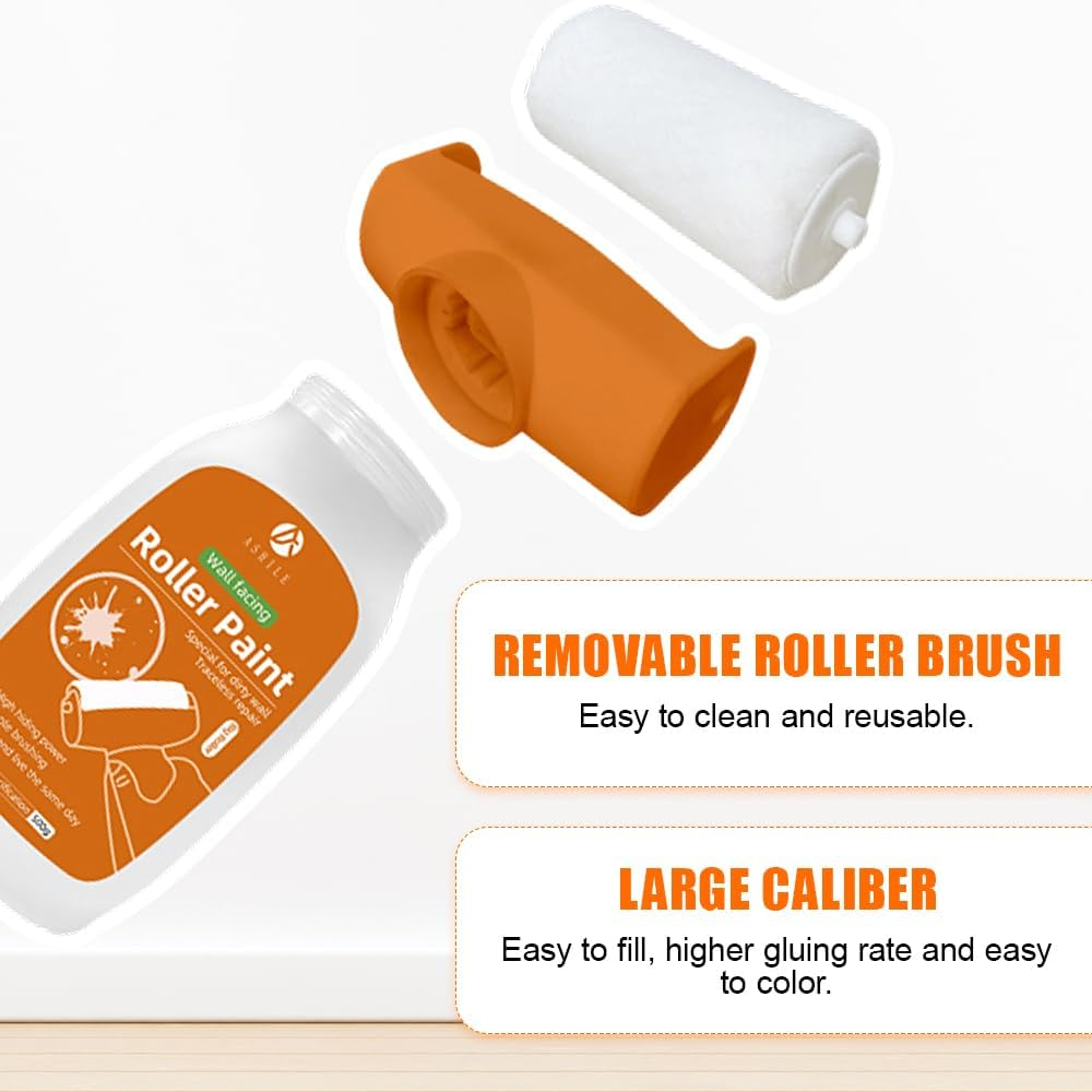 Wall Paint Touch up White, 500 G Wall Repair Roller Paint with Wall Repair Paste Gloves, Wall Repair Roller Brush Repair Paint for Graffiti Scratches Stains Damaged Walls image number 4