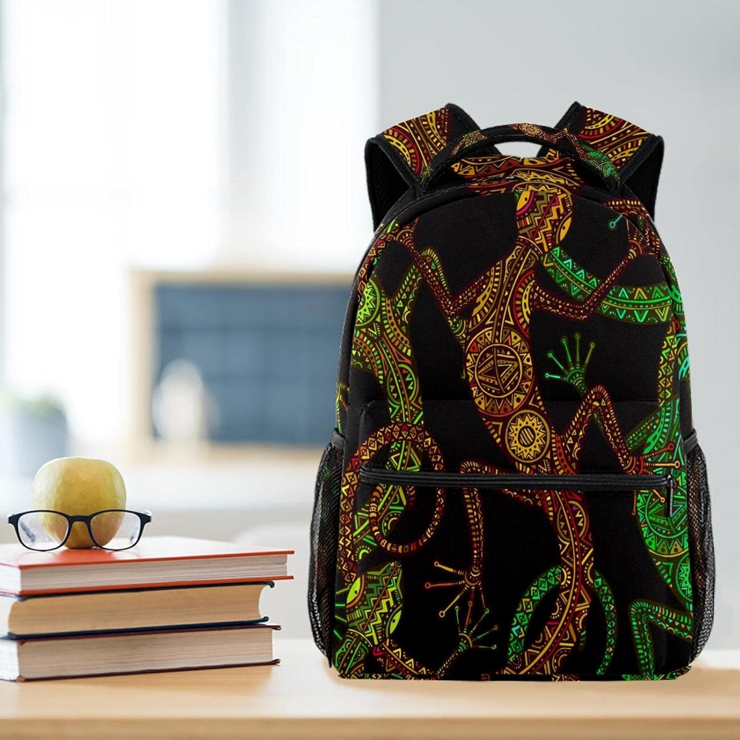 Lizard Skin Pattern Backpack Students Shoulder Bags Travel Bag College School Tote Backpacks image number 3