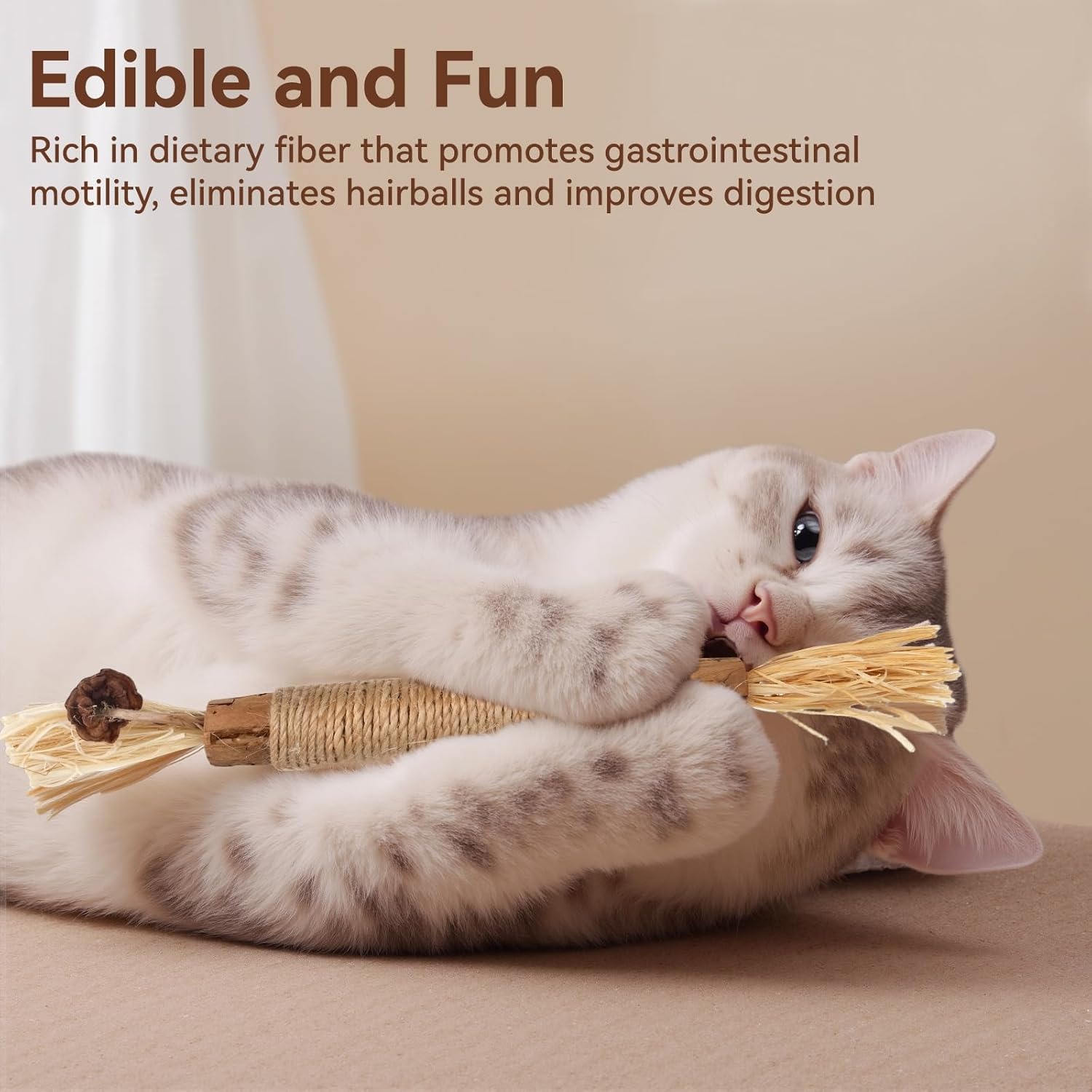 LOVELEDI Natural Silvervine Sticks Cat Toys - 6 Pack Cat Chew Stick Toy for Cats Dental Treats, Kittens Chew Toys Teeth Cleaning for Indoor Cats Interactive, Dental Care Cat Edible Kitty Lick Toys image number 2