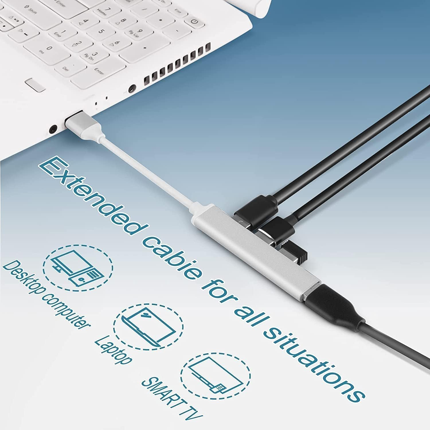 USB Hub 4 Port with USB C to USB Adapter,Usb Hub 3.0, USB Hub 2.0, USB Expander Hub for Laptop, Mini Extensions, Ultra Slim Portable Data Hub Applicable for Imac Pro, Macbook Air Notebook PC Silver