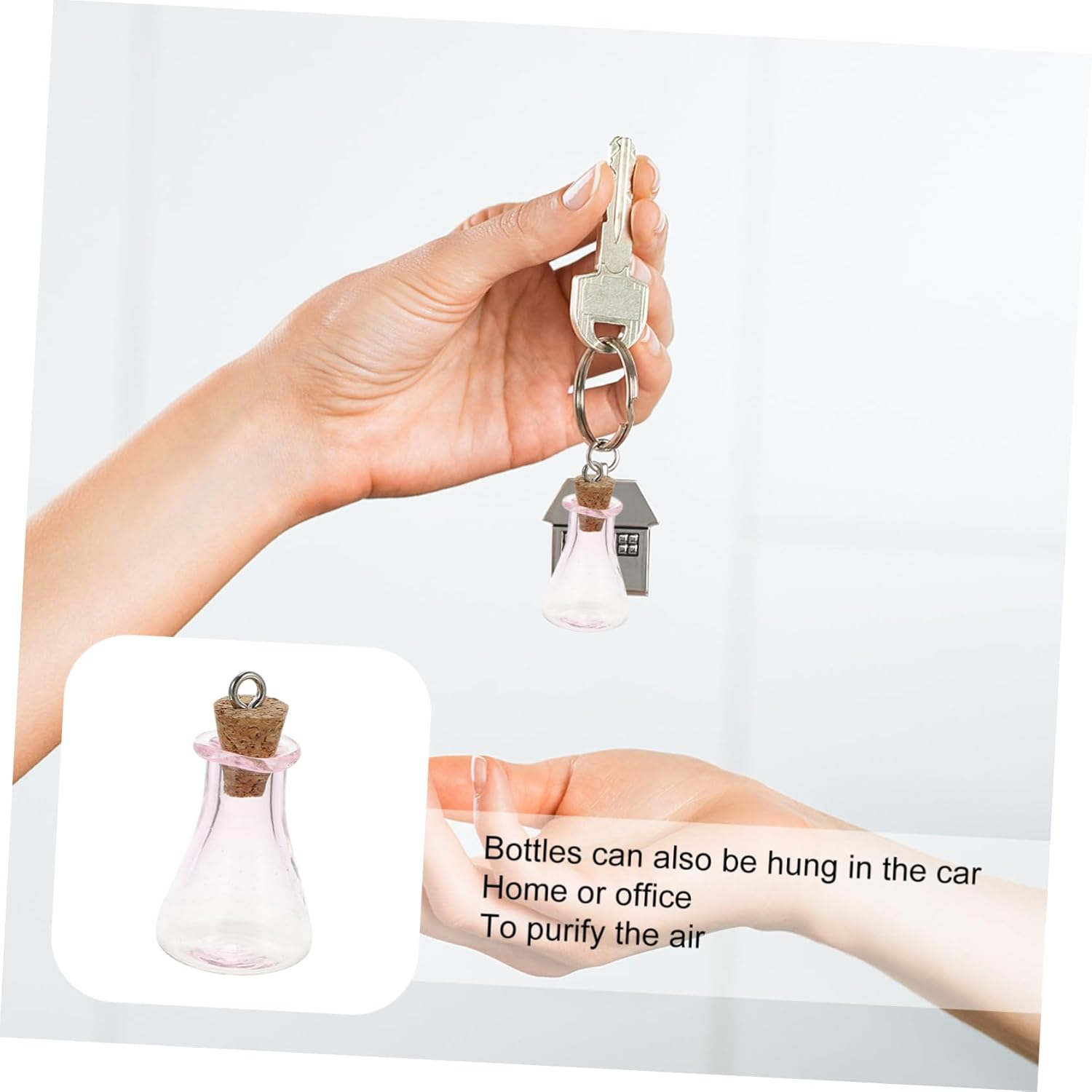 STOBAZA Glass Bottle Pendant Mini Square Drift Bottles Craft Decors for Hanging Ornaments - Pink image number 6