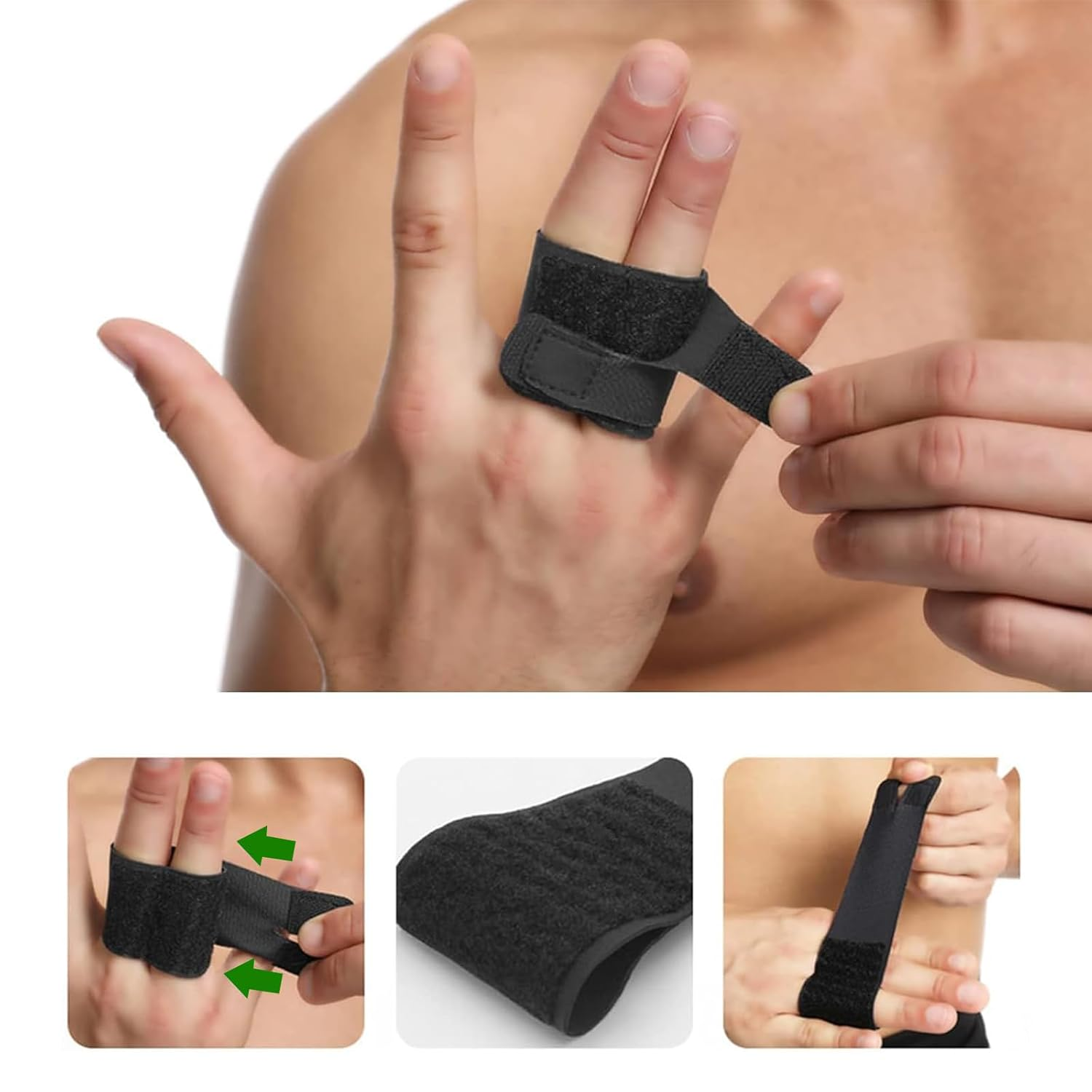 Stretchy Protector Sleeves, Splints Finger Sleeves Finger Protectors for Sports Compression Relieving Pain, Arthritis Trigger Outdoor Sports (Black) image number 2