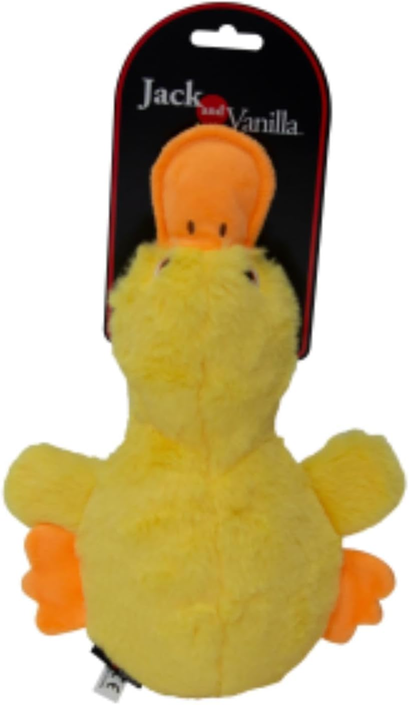 JACK and VANILLA, Soft and Durable Fabric Duck with Squeeker Toy for Dogs and Cats, Soft and Durable Fabric, Stimulates Play, 18 Cm, Yellow, for All Breeds image number 3