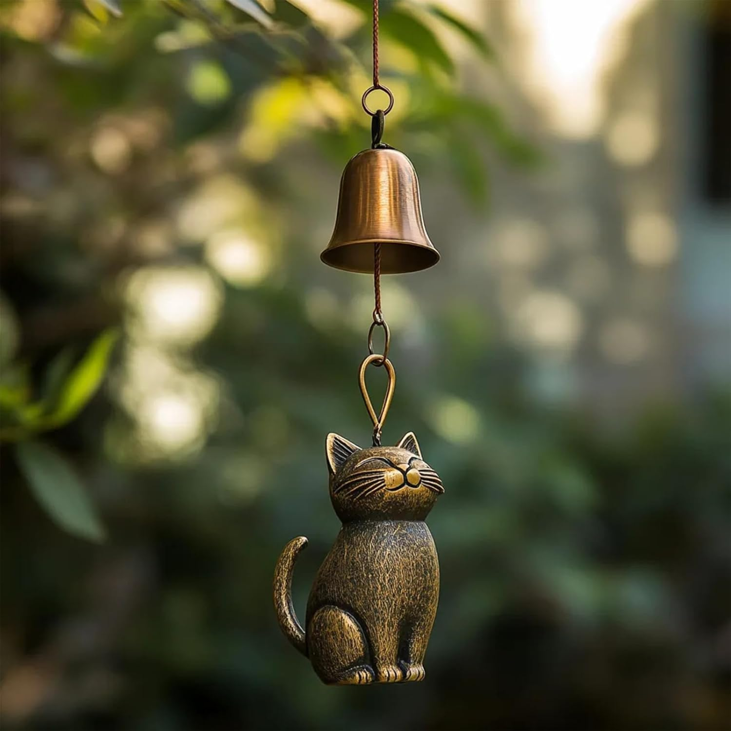 Animal Wind Chimes | Garden Cat Ornament Wind Chime | Elegant Animals Statue Decor outside Bells Pendant for Yard Home Balcony - C image number 5