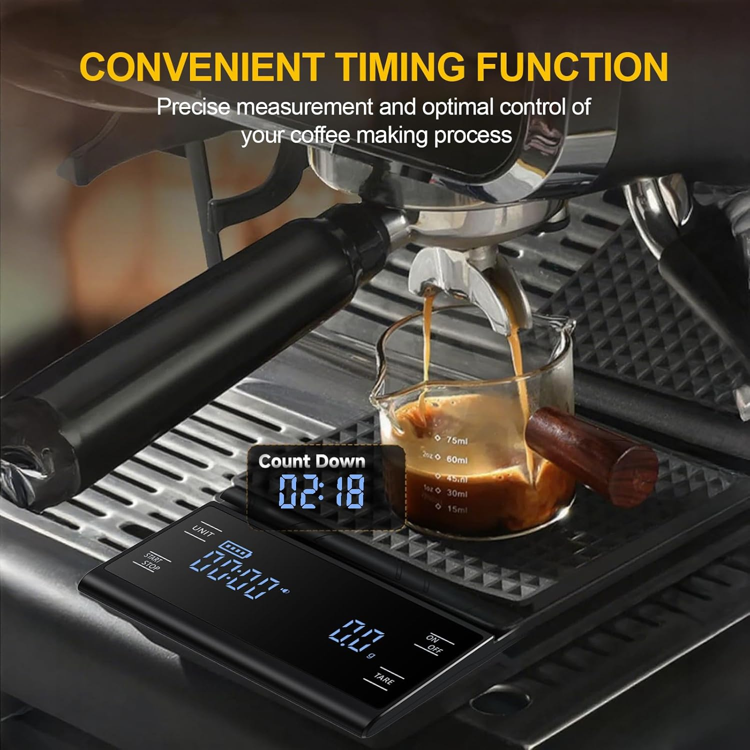 Coffee Scale with Timer, 3Kg/0.1G High Precision Espresso Scale, Pour over Coffee Scale, with 3 Units, LED Display, Silicone Cover, Drip Espresso Scale for Baking image number 6