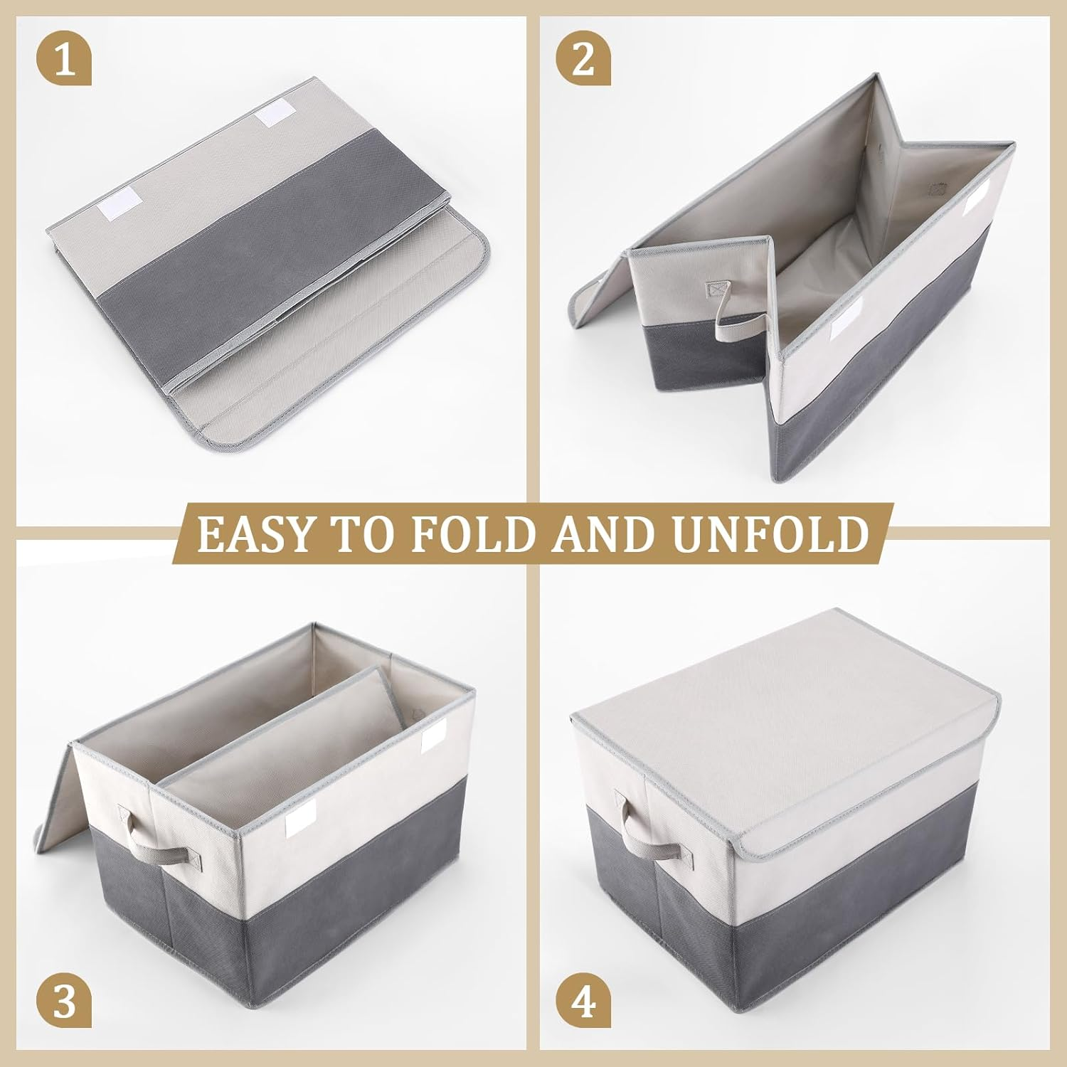 Warmi 4 Pack 29L Foldable Storage Box with Lids & Handles - Large Capacity Basket (L40Xw28Xh26Cm) for Bedroom, Wardrobe, Closet, Clothing, Sweater, Bedding, Home Storage & Organisation image number 1