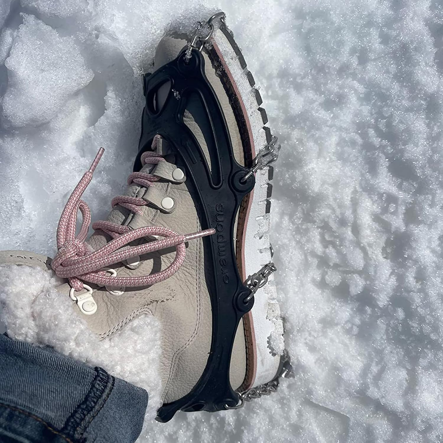 Azarxis Crampons Ice Traction Cleats Snow Grips for Boots Shoes with anti Slip 24 Stainless Steel Spikes for Walking Climbing Hiking for Men Women Kids image number 3