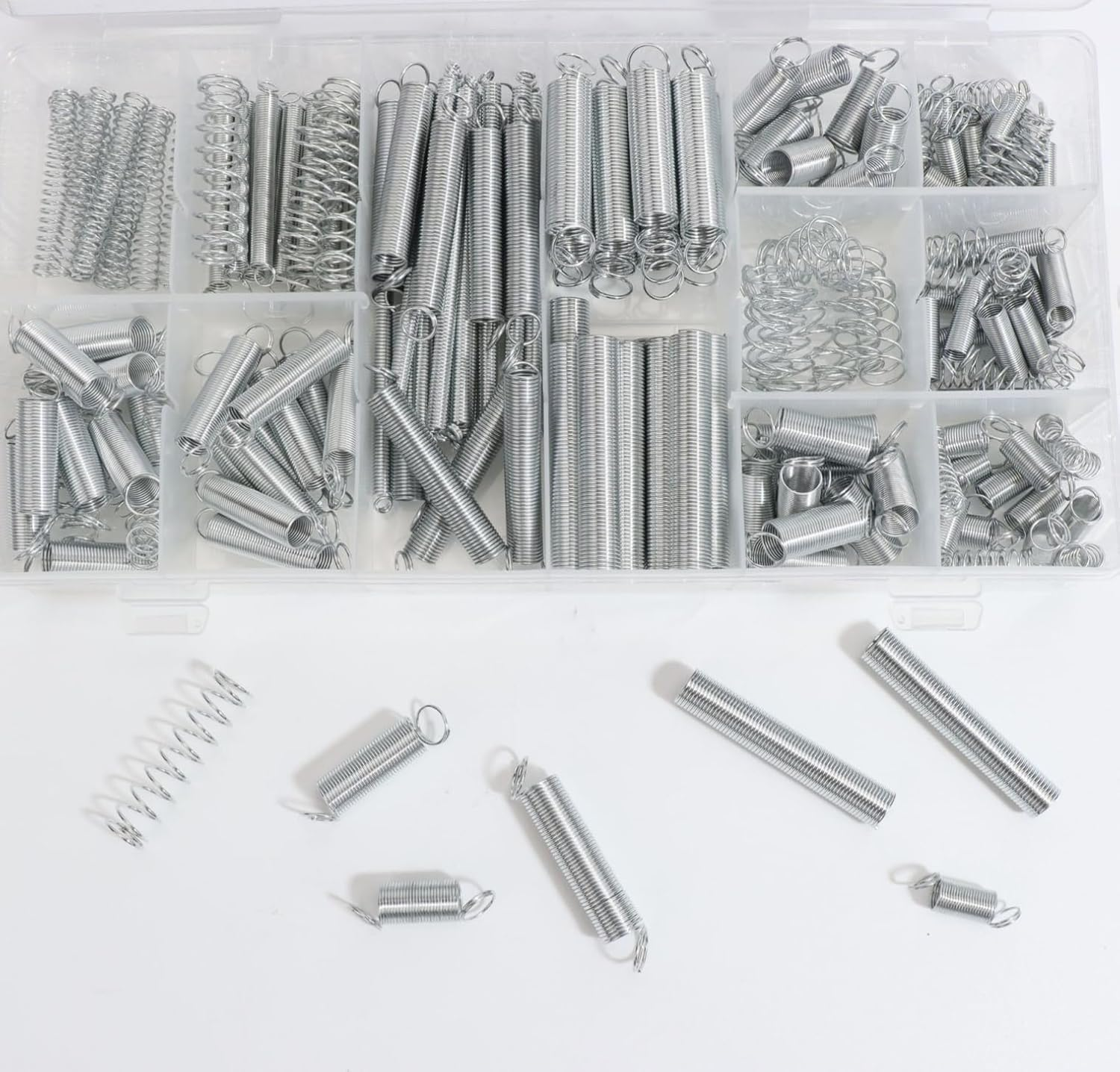 200 Pcs Spring Assortment Kit 20 Different Sizes 4 Mm to 9 Mm Galvanized Steel Extension and Compression Spring Kits for Automotive Repair and Maintenance image number 3