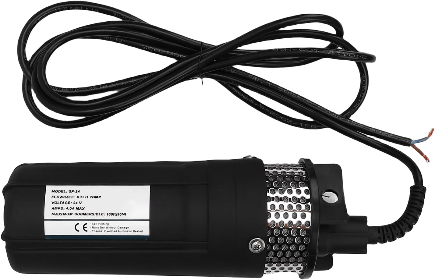 Cryfokt Solar Submersible Pump Deep Well Delivery Pump 96W 1.7GPM Rate - High-Speed Motor - Versatile Use for Greenhouse (DC24V)