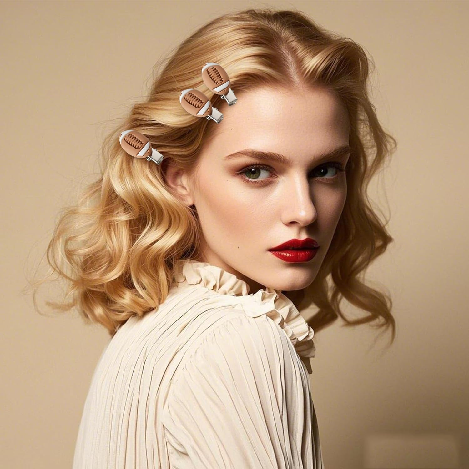 10 Pcs American Football Hair Clips Rugby Hair Accessories Sports Hair Clips for Women Girls Kids Thick Thin Fine Hair Clips image number 4