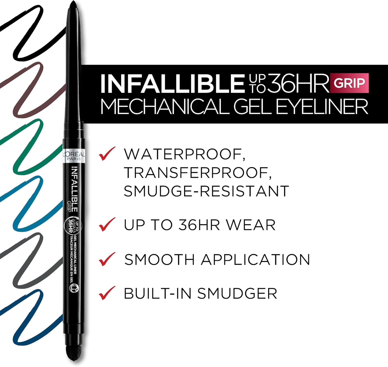 L'Oreal Infallible Grip Mechanical Gel Eyeliner 250 Emerald Green image number 4