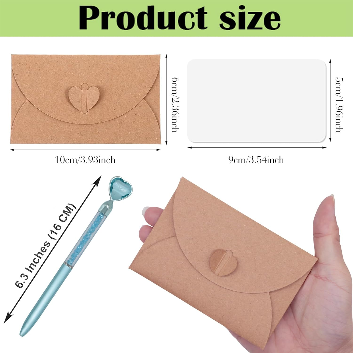 50Pcs Mini Envelopes with 50Pcs Cards, Heart Closure Envelopes Wedding Invitation DIY Graffiti Blank Kraft Greeting Cards with for Wedding Invitations Christmas Valentine'S Day (4.1 X 2.7 Inch) image number 4