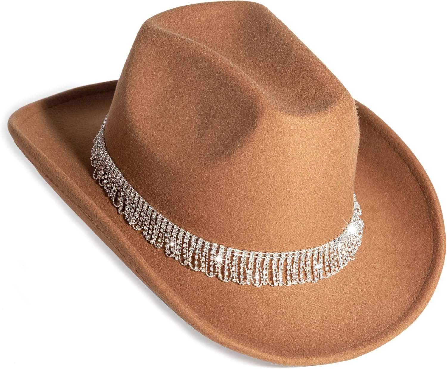 MTKCM White Cowgirl Cowboy Hat Wide Brim Bling Rhinestone Party Cap