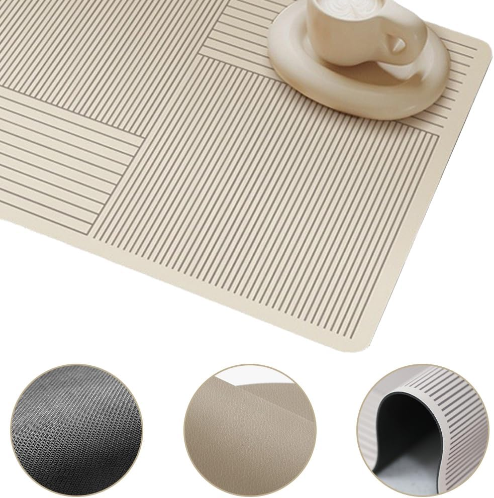 Drying Mat, Fast Absorbent Quick Kitchen Drying Mat, Diatomite Dish Drying Mat with Anti-Slip Rubber Backed 40*60Cm image number 6