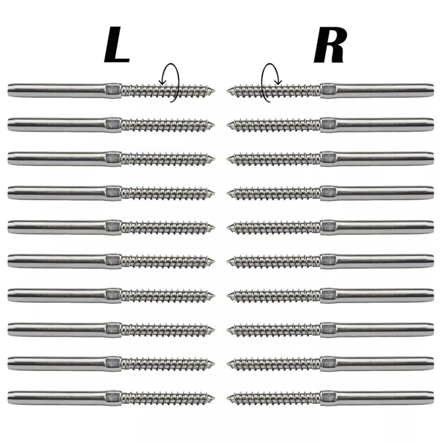 MTJNYZA Fence Tool,40 Pack Lag Screw Swage Stud Left & Right Handed Thread Swage Lag Screws for 1/8" Cable Railing Kit, T316 Stainless Steel Stair Deck Railing Hardware DIY Baluster Kit image number 1