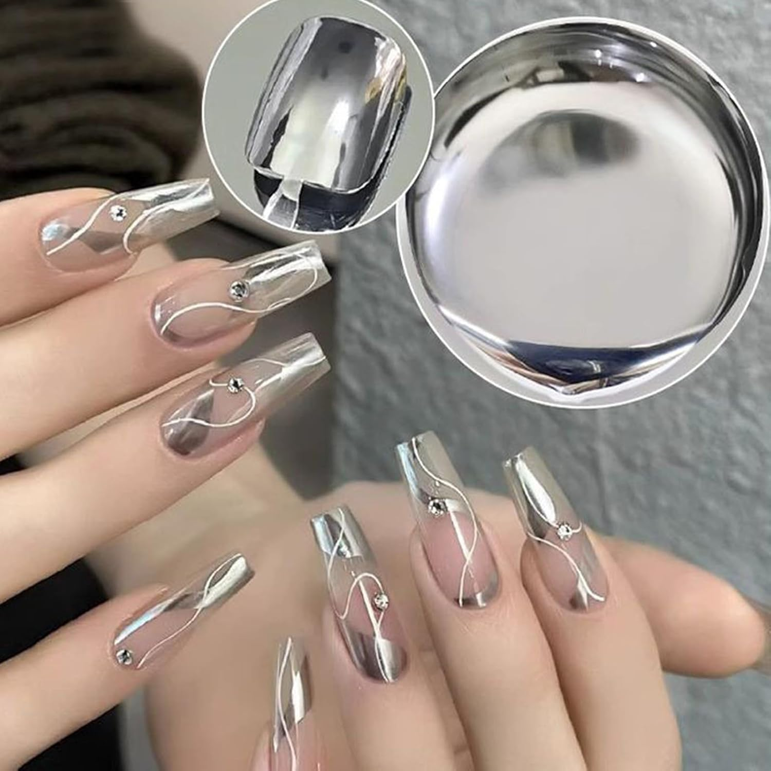 Metal Mirror Gel Liner - Glossy Metal Mirror Liner Gel Nail Polish - 10G Mother Wife Girlfriend Home Salon Manicure Tool for Travel, Dating image number 3