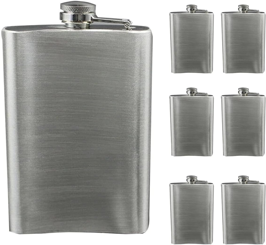 Ariv Hommey 6PCS 9Oz Stainless Steel Hip Flask Liquor Alcohol Whisky Whiskey Flask Silver Bottle Small Mini Pocket Hip-Flask Drink image number 1