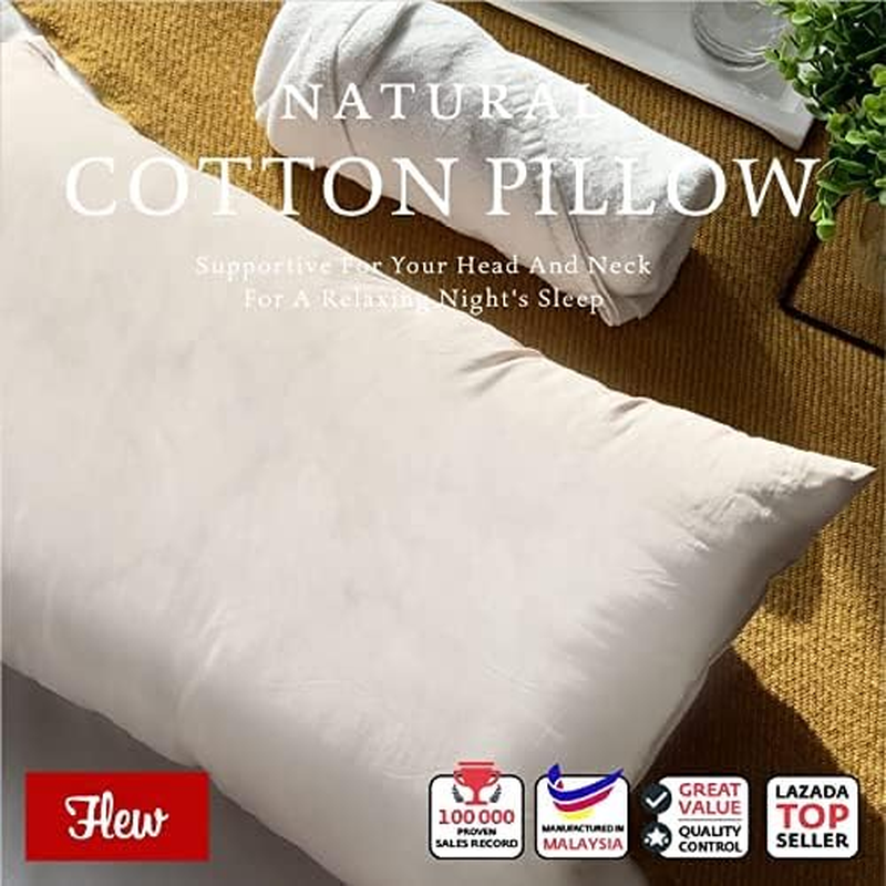 FLEW 100% Natural Cotton Filling Milky White Pillow Organic Smell Comfortable image number 2