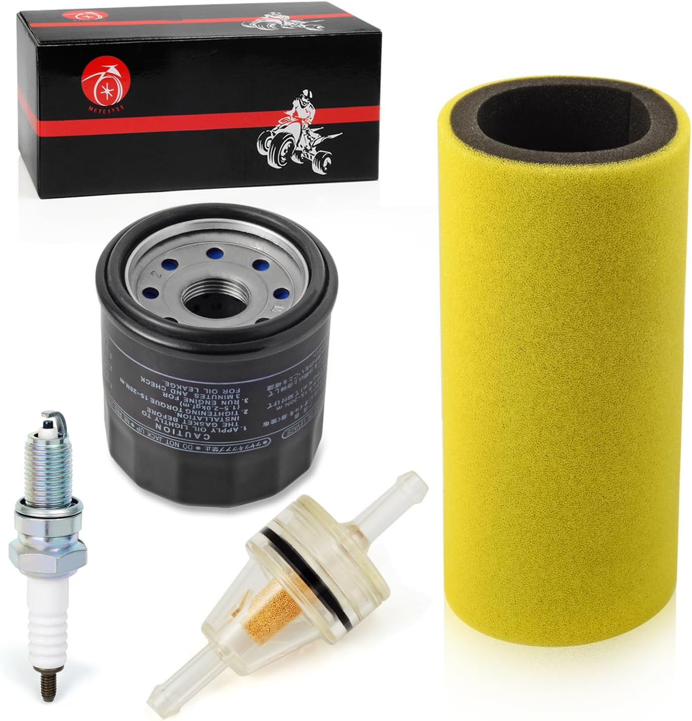 Air Filter Foam & Oil Filter & Spark Plug for Yamaha Rhino 450 YXR450 2006-2009 Rhino 660 YXR660 2004-2007 Foam Filter Is Pre-Oiled