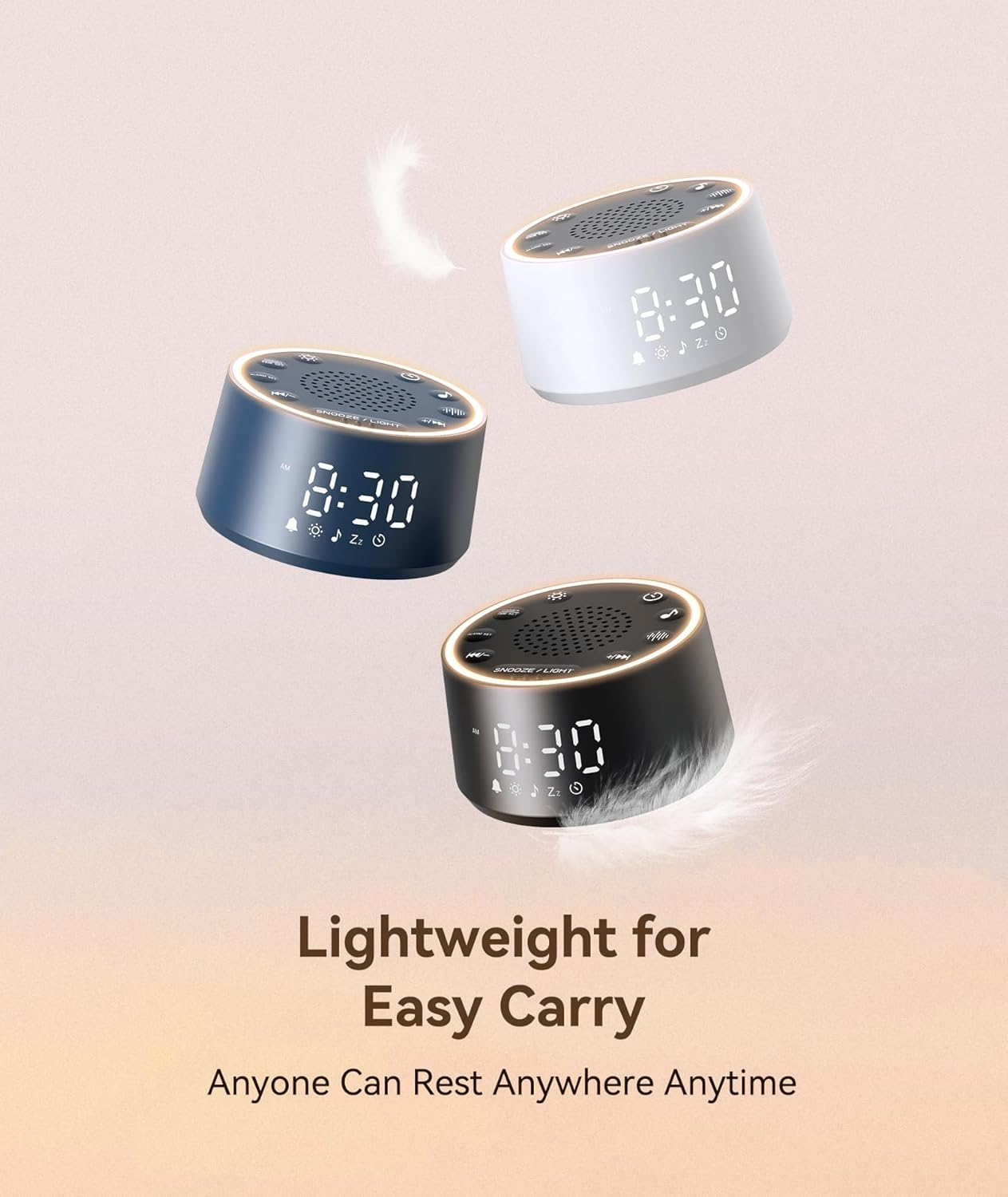 Dreamegg D1 Nova Sound Machine - White Noise Machine Alarm Clock with 25 Soothing Sounds, 10 Night Lights for Baby Adult, Dimmable, 7 Alarm Sounds, Timer, Noise Machine for Sleeping, Bedroom, Travel image number 1