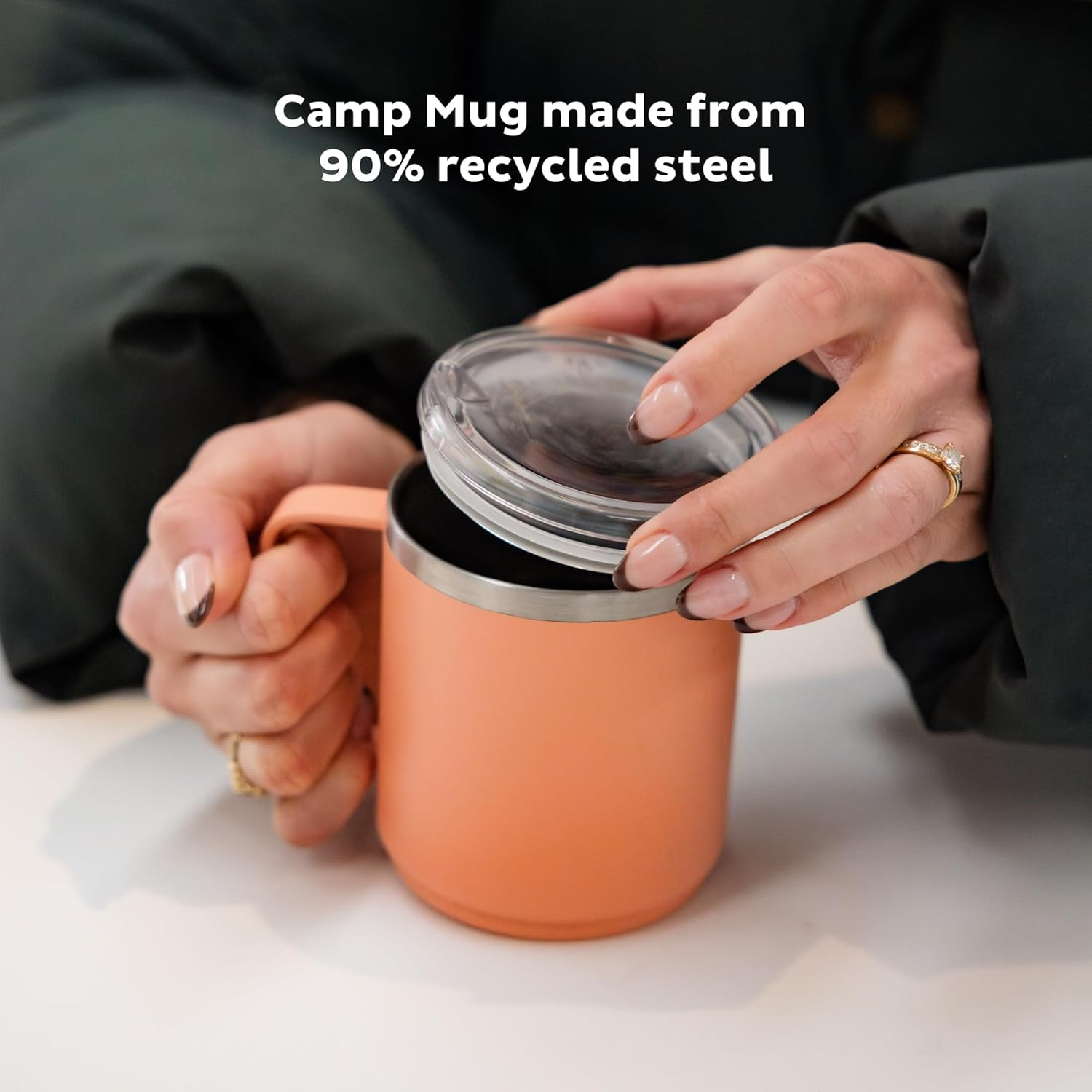 Keepcup Camp Mug, Reusable Stackable Insulated Stainless Steel with Splashproof Lid - 12Oz (340Ml) - Pine - Black image number 6