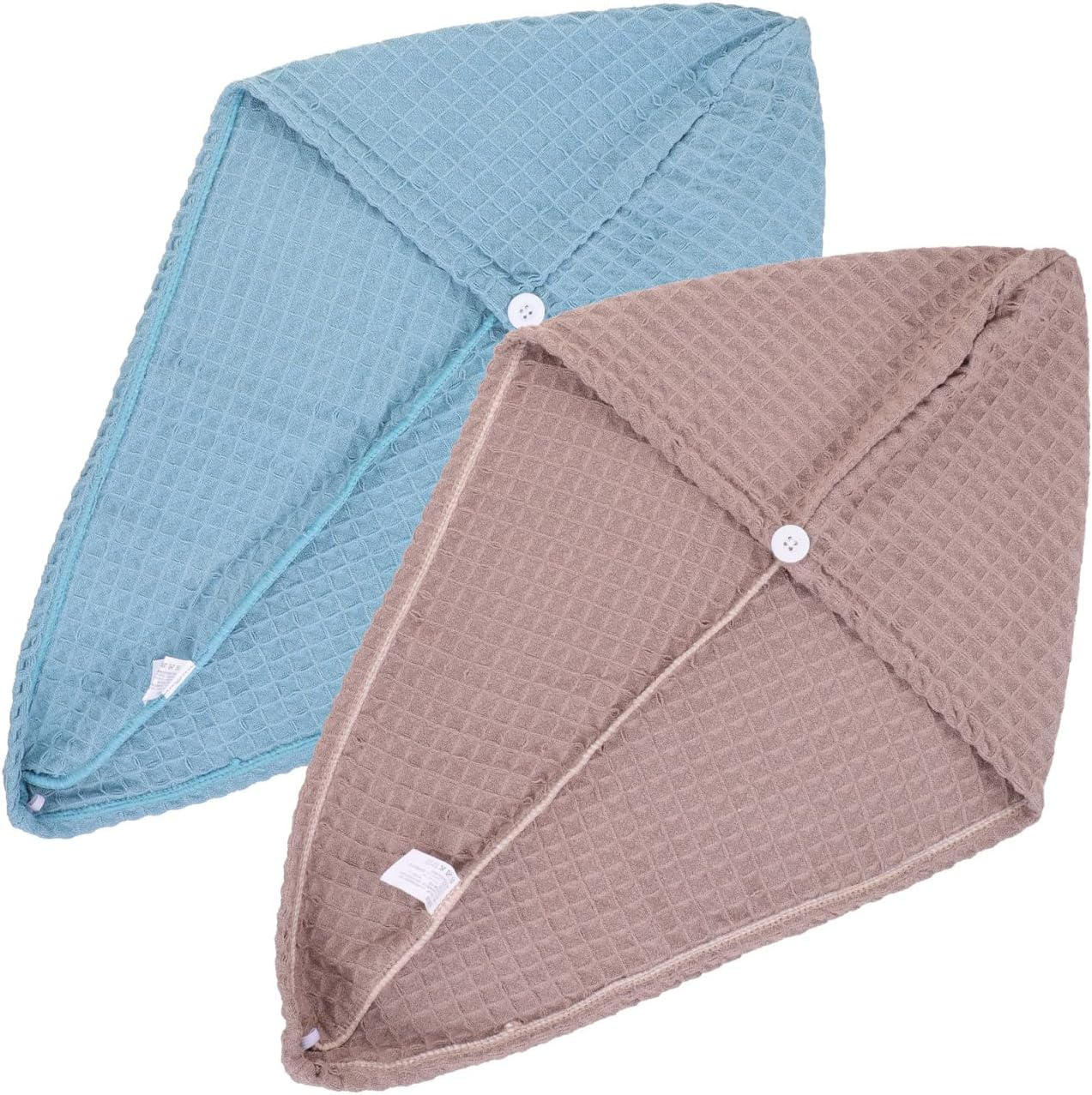 TOVINANNA Hair Drying Towel Wrap for Wet Hair with Button Closure Quick Absorbent Microfibre Turban Towel for Home Spa Use - Assorted Color image number 7