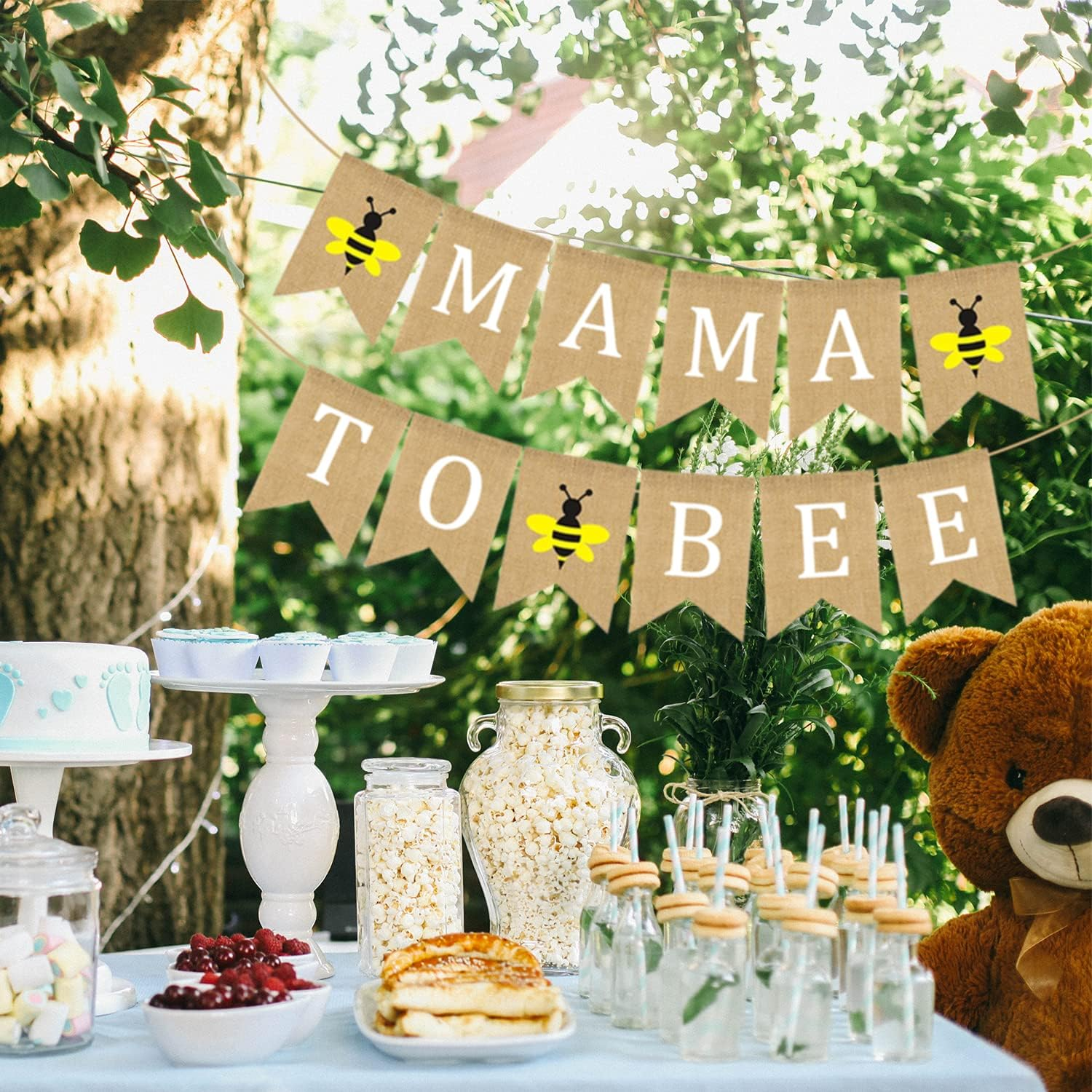 Mama to Bee Burlap Banner Jute Bumble Bee Burlap Bunting Baby Shower Party Banner Gender Reveal Bunting Flag Garland Oh Baby Burlap Garland Vintage Welcome Baby Banner for Boy Girl Party Decor image number 5