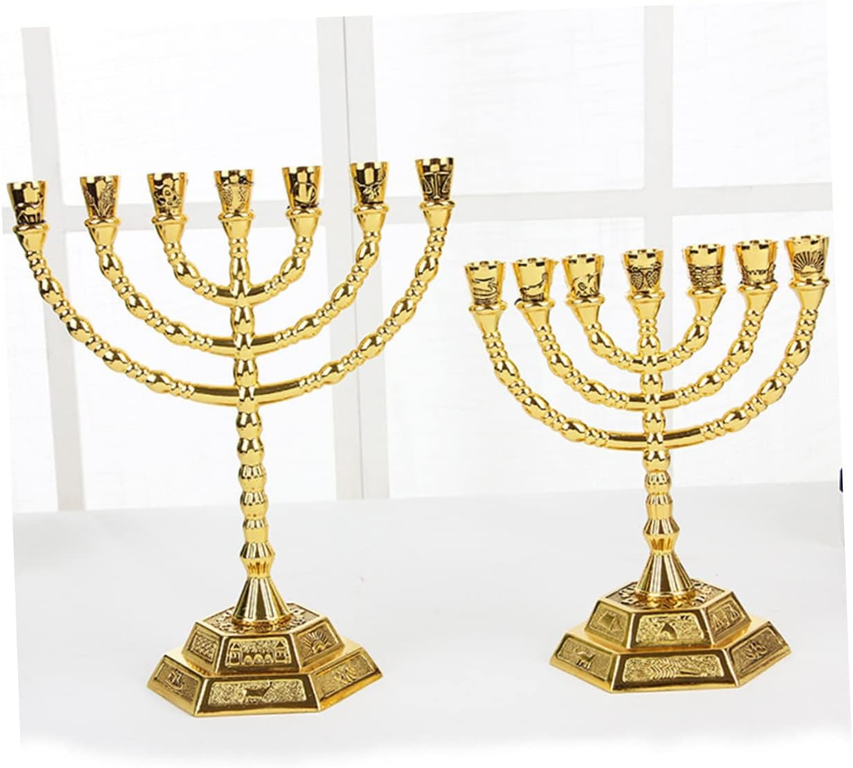 ADOCARN Hanukkah Menorah Branch Metal Candle Holder Simple Desktop Candlestick for Home Decoration Chic Design for Living Bedroom Party and Holiday Celebrations image number 2