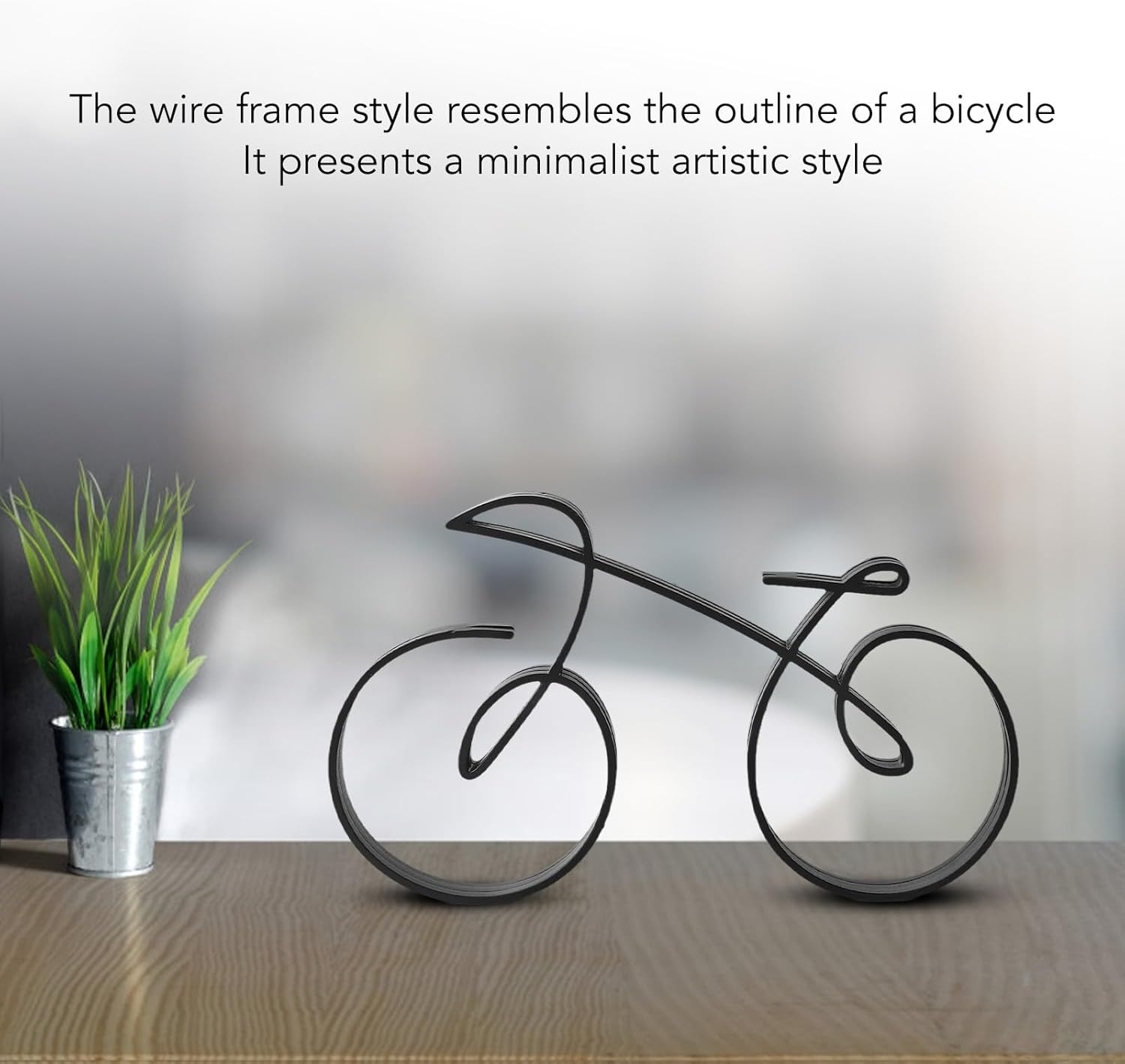 Minimalist Sculpture Modern Iron Wire Framed Art Sculpture Ornament for Cycling Enthusiasts Decoration image number 1
