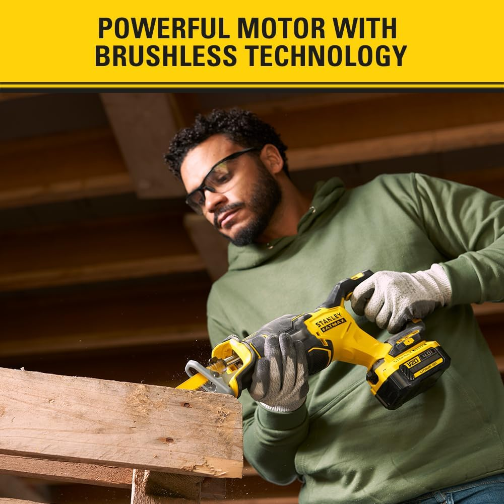 STANLEY FATMAX V20 | 18V Brushless Reciprocating Saw - Brushless Motor Delivers up to 3,200 SPM, 2-Speed, 29Mm Stroke Length, LED Work Light, Saw Only image number 6