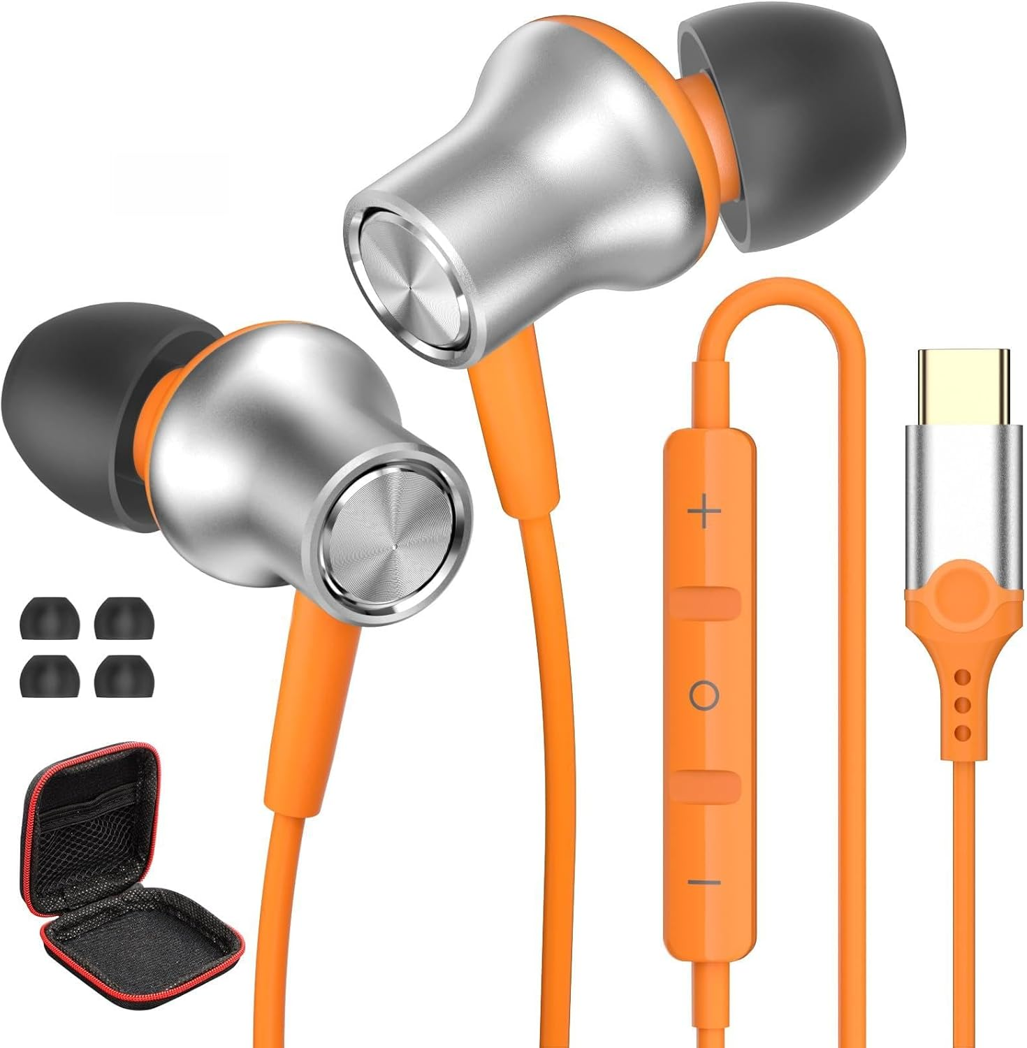 USB C Wired Headphones for Samsung Galaxy S25 S24 Ultra S23 S22 A56 A16 A17, In-Ear Headphones with Microphone and Volume Control Tye C Earphones for Iphone 17 Pro Max 16 15 plus for Oneplus Black