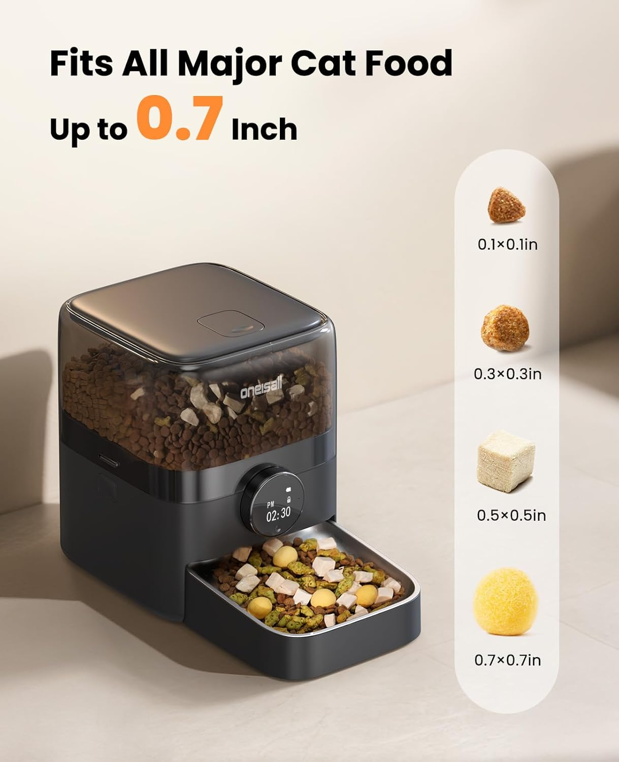 Oneisall Automatic Cat Food Dispenser, Automatic Cat Bowl 3L Stainless Steel Bowl, 1-6 Meals/Day Dry Food Dispenser for Cats/Dogs (3L Wifi) image number 6