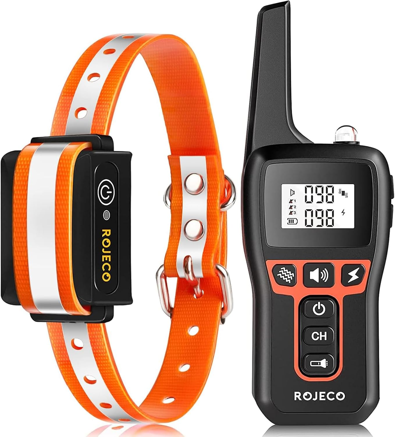 ROJECO Dog Training Collar with 3300FT Remote,Ipx7 Waterproof Rechargeable Shock Collar for Large Medium Small Dog,3 Safe Training Modes with Beep,Vibration and Shock,Adjustable Electronic Dog Collar image number 2