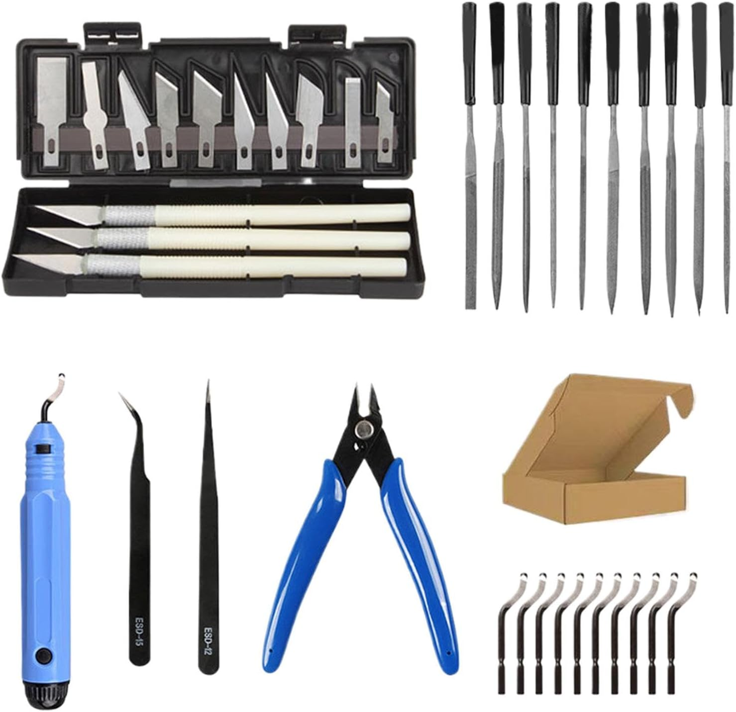 Vgvgaj 3D Printing Kit | Multifunctional 3D Print Sanding Kit - Portable 3D Printer Set Includes Tweezer, Deburring Tool, Plier for Craft Carving, Stencil Cutting image number 6