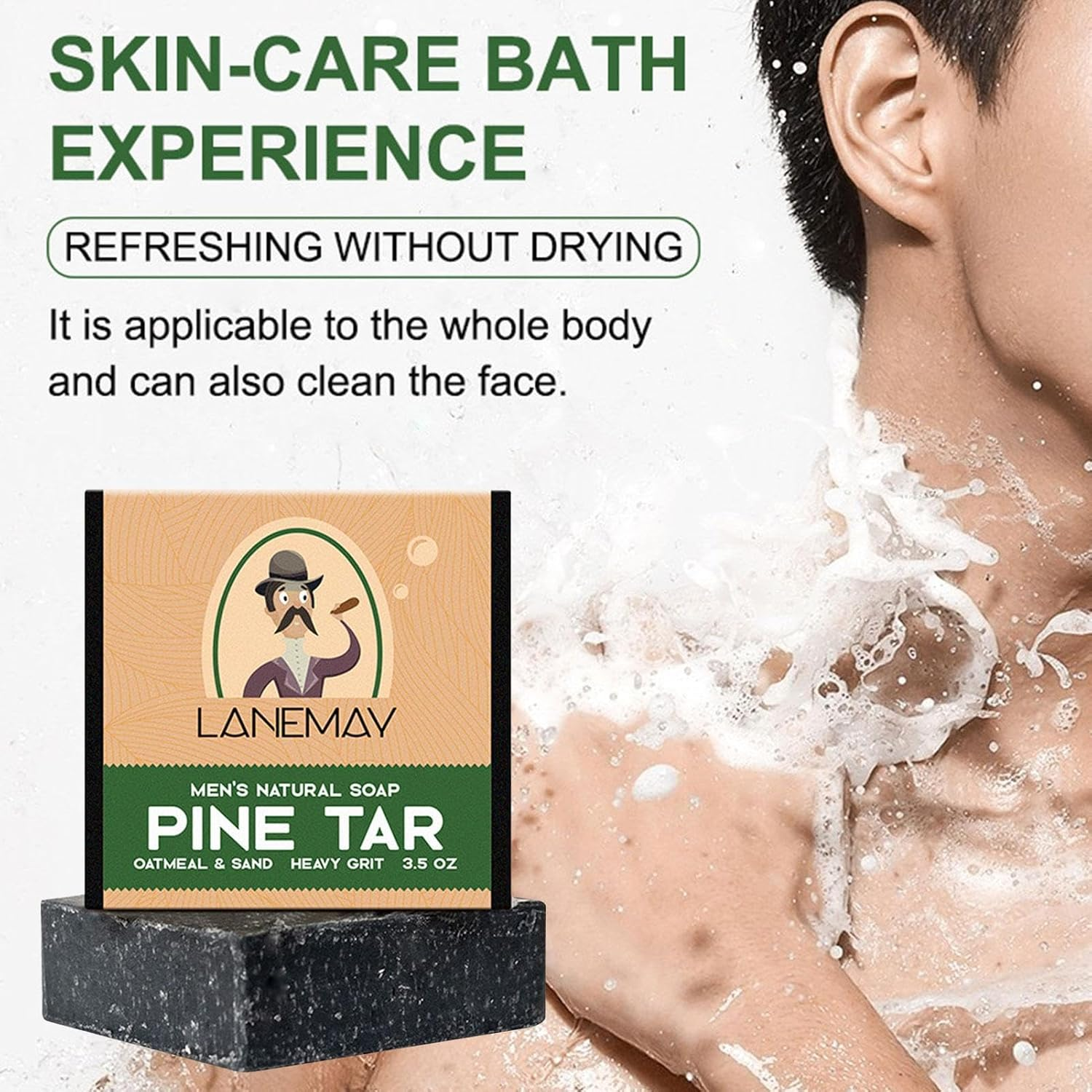 Pine Tar Soap | Natural Bar Soap for Men,Cold Process Pine Tar Soap for Men, Handmade Natural Bar Soap for Men for Skin Dirt and Oil Fulenyi