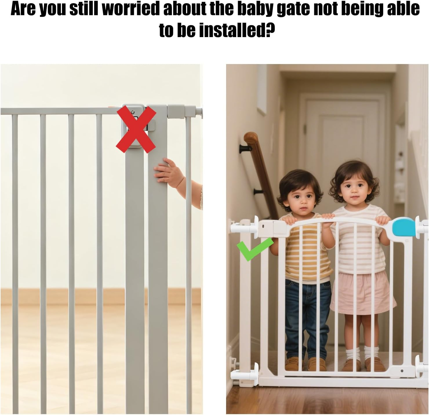 2Pcs Baby Gate Banister Adapter, Durable Stairway Gate Mounting Kit Practical Safety Stair Adapter Post Fitting Kit Suitable for Various Stair Handrails image number 3