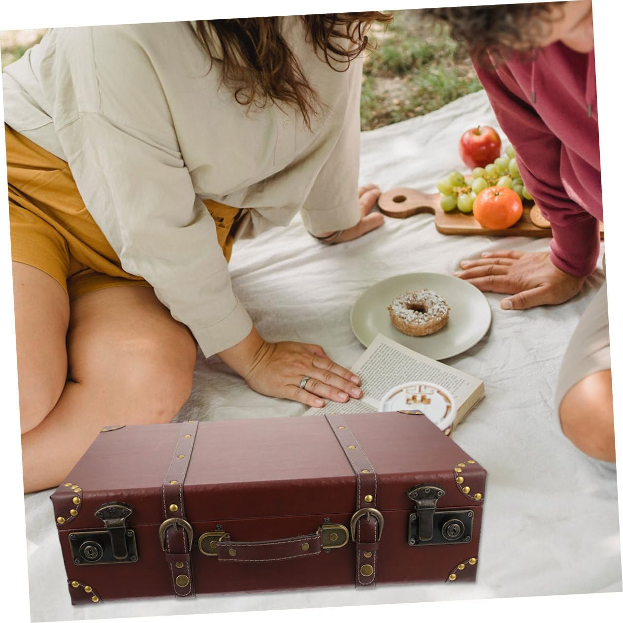 Vintage Style Suitcase Storage Box Decorative Wooden Suitcase for Packing Case Multi-Functional Storage Case as Luggage Bag Organiser for Home Travel image number 4