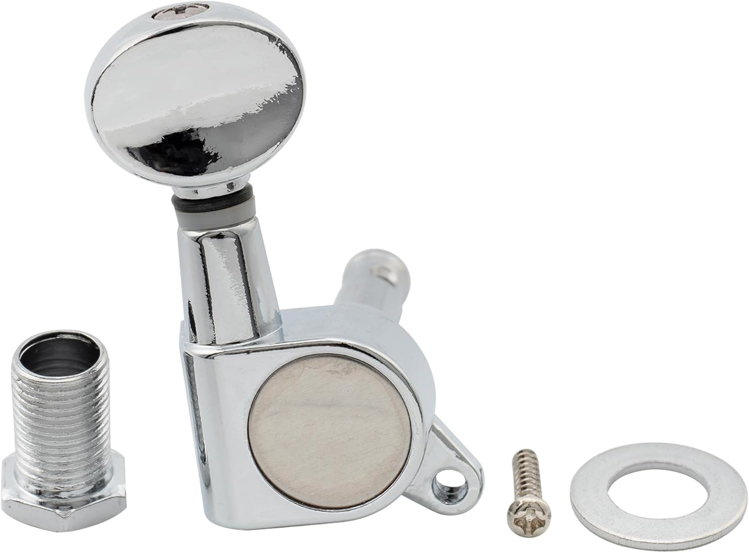 Musiclily 6-In-Line Sealed Guitar Tuners Tuning Pegs Keys Machine Heads Set for Strat Tele Style Electric Guitar, Kidney Button Chrome image number 1