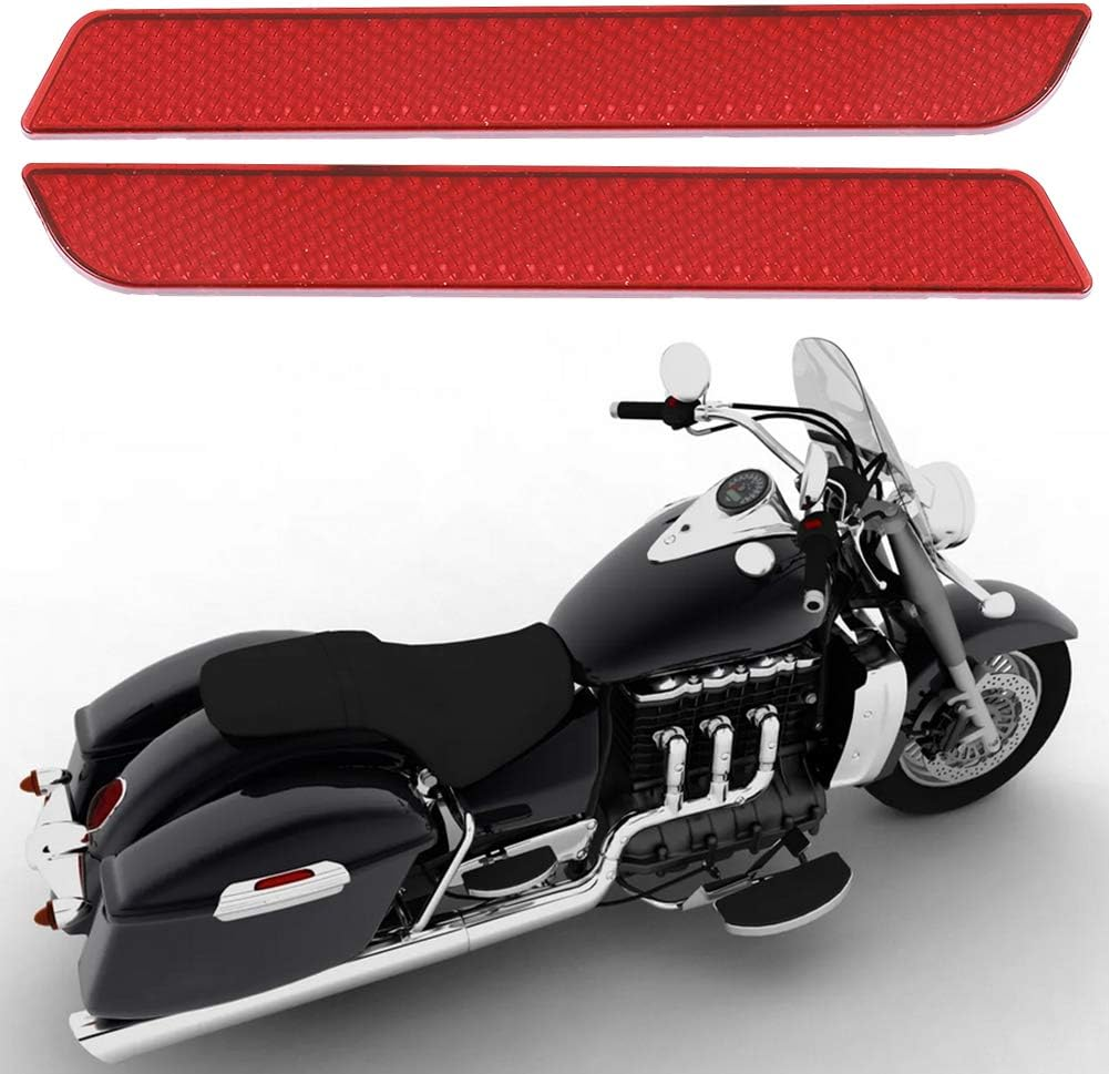 Saddle Bag Reflector Locking Cover Safety Warning Small Size Reflects Headlights Night Riding Safety Touring FLT FLHT FLHRC (Red),Other image number 4