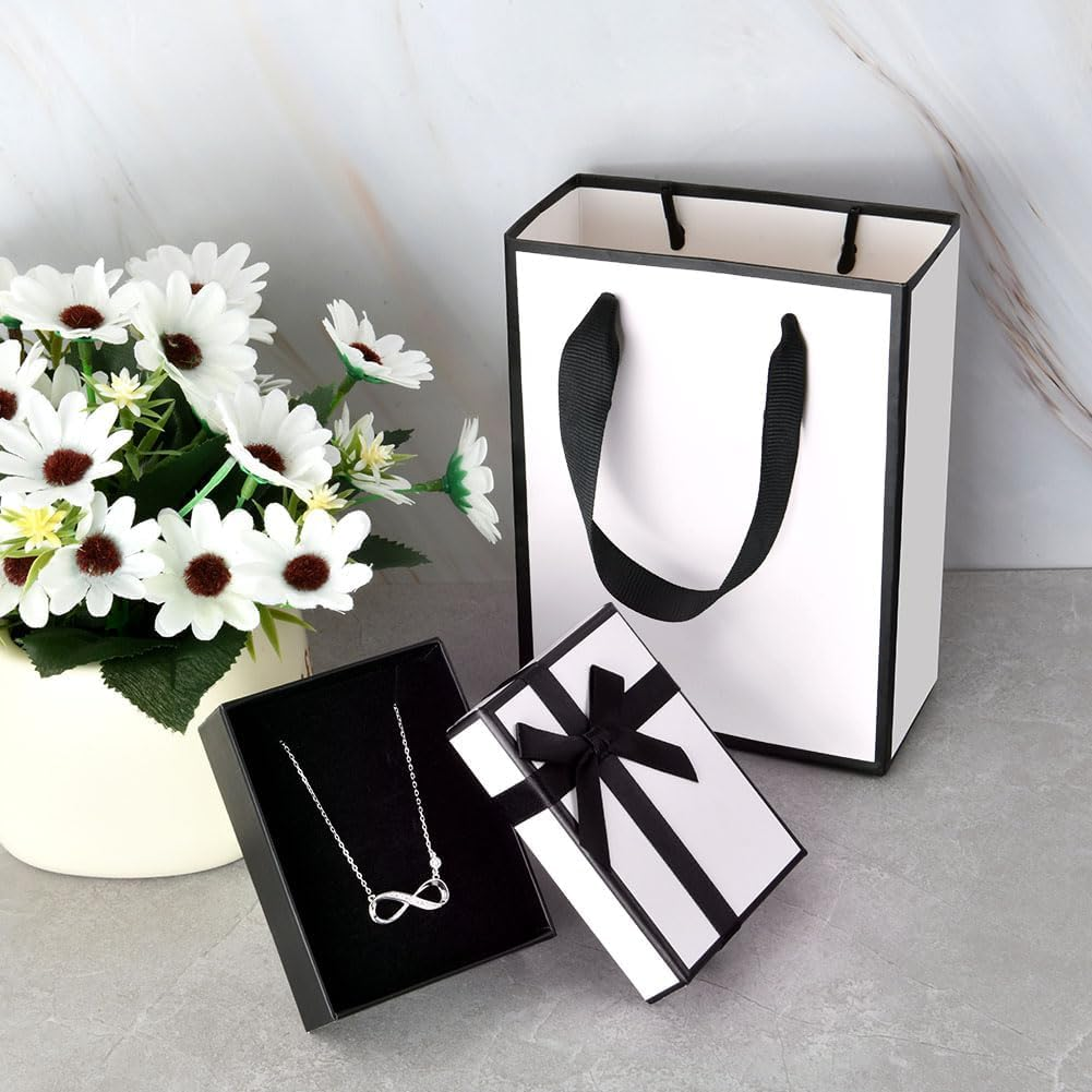 OSYLICT Small Gift Box and Gift Bag,9X7X3Cm Jewellery Case and Paper Bag,Bow-Knot Boxes with Lid for Rings Earrings Necklace Bracelet,For Weddings Birthdays Christmas image number 6