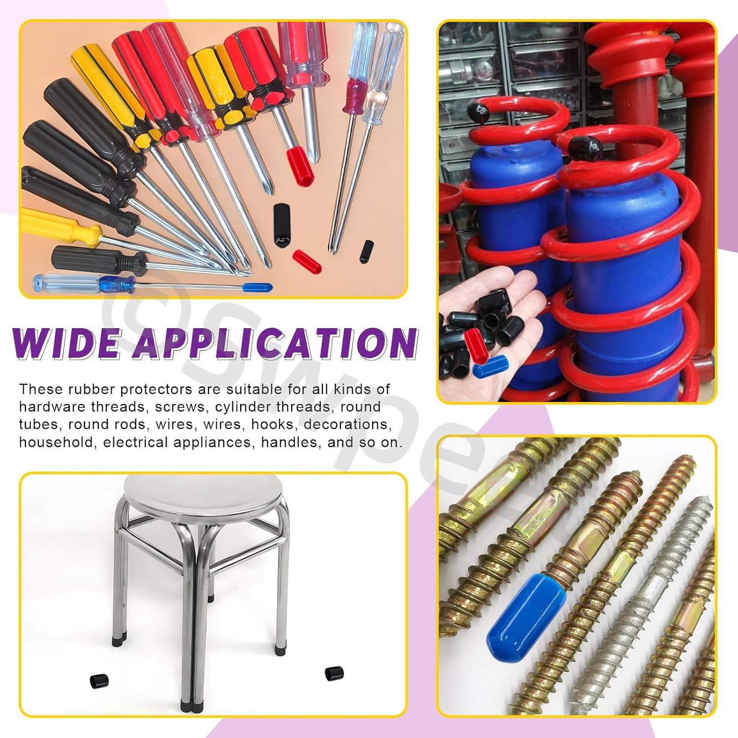 Swpeet Vinyl Rubber End Caps, 150 Pack Flexible Bolt Screw Covers Caps round Thread Protector Caps for Metal Tubing Rod Bolts, Black (500) image number 4