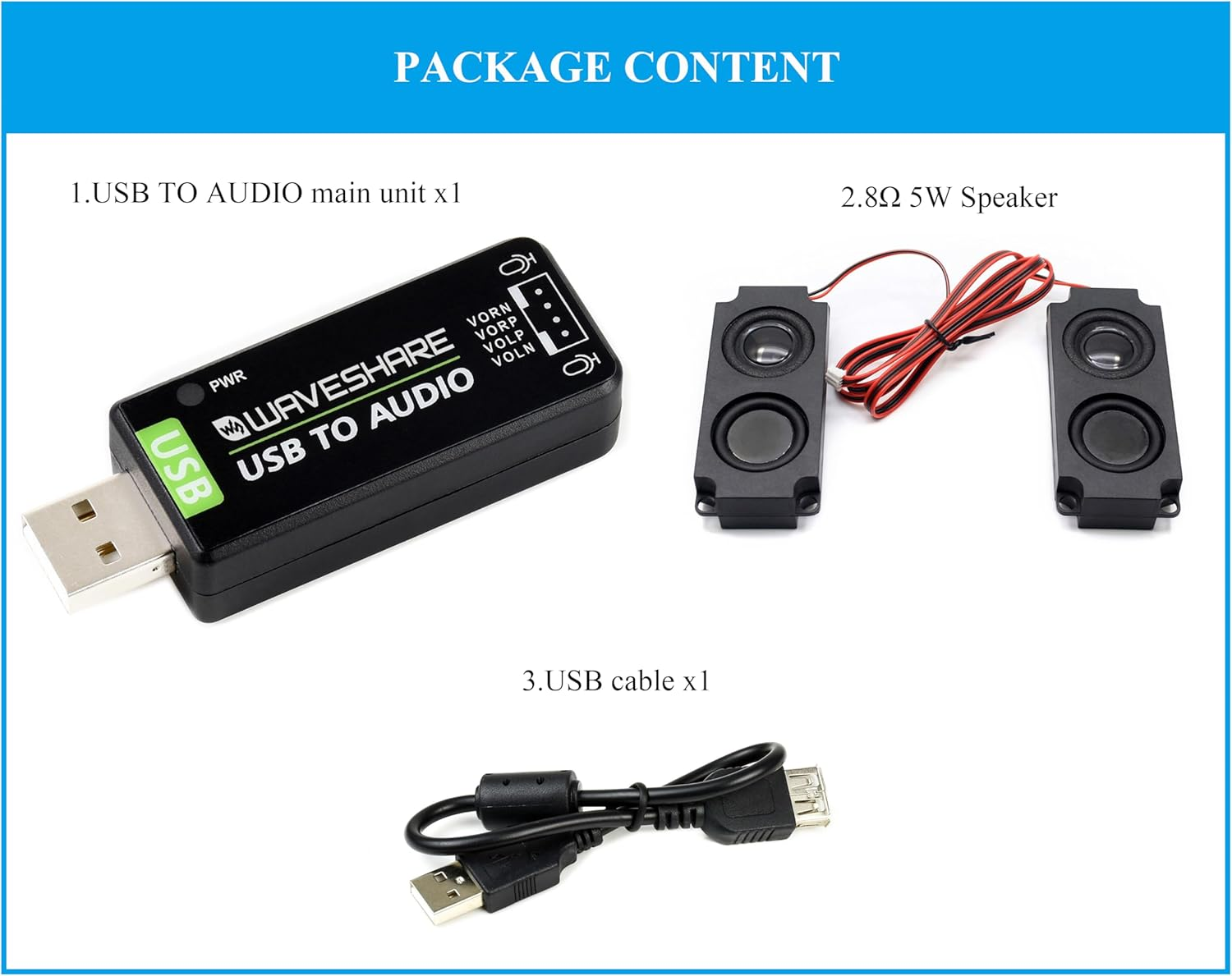 USB Audio Module USB Sound Card External Audio Converter Compatible with Raspberry Pi/Jetson Nano, Support Recording and Playback, Stereo Codec, Plug and Play, Comes with 8&Omega; 5W Speaker image number 2