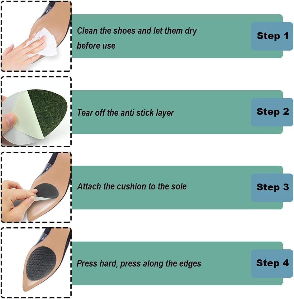 16 Pieces Non-Skid Shoe Pads Self-Adhesive Shoe Grips anti Slip Shoe Pads Noise Reduction Shoes Cushion Anti-Shedding Rubber Sole Protector,Black。 image number 4