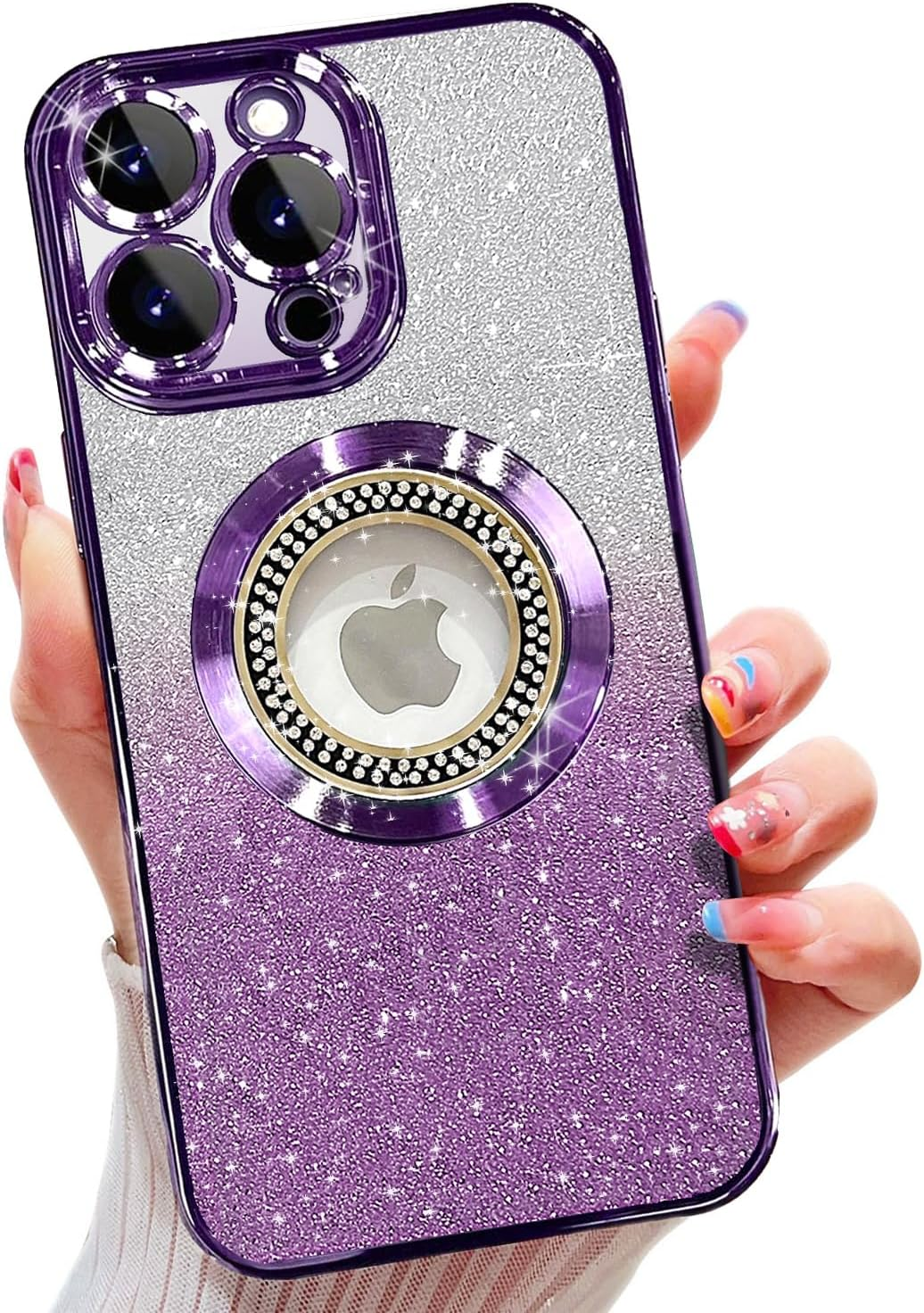 Case for Iphone 15 Pro, Compatible with Magsafe, with Camera Protection, Glitter Silicone Mobile Phone Case Compatible with Iphone 15 Pro, Shockproof, Scratch-Resistant, Cute Phone Case for Women And image number 6