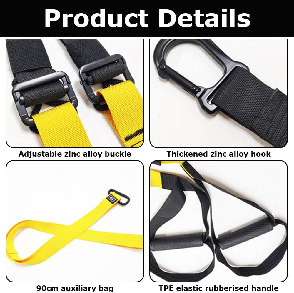 Fitness Suspension Training Straps,With a Breathable Mesh Organizer;Suspension Trainer Kit,Adjustable Fitness Bands, Yoga Resistance Straps, Pull Rope, for Home Gym & Outdoor Full-Body Workout
