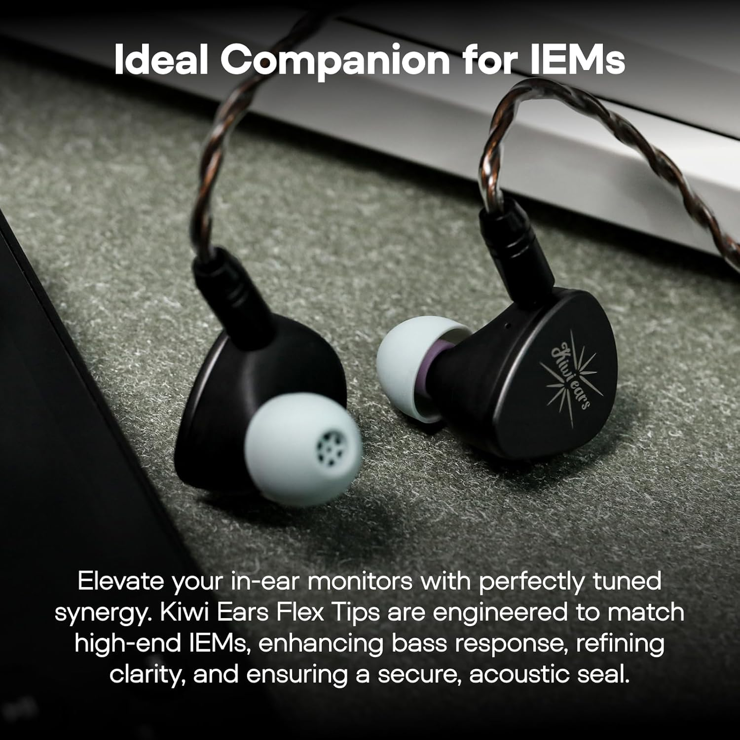 Linsoul Kiwi Ears Flex Earbud Tips, Replacement Silicone IEM Tips, 3 Pairs, S/M/L Size, for KZ ZS10 Pro, Singolo, HBB Hades, Orchestra Lite, Cadenza Wired/Wireless Earphones (Grey)