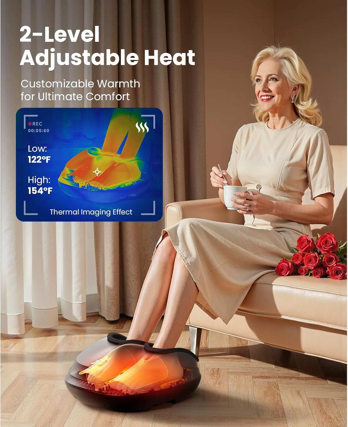 Bob and Brad Lite Foot Massager with Heat and Remote, Shiatsu Deep Kneading Electric Feet Massager Machine for Plantar Fasciitis, Gifts for Men Women image number 3