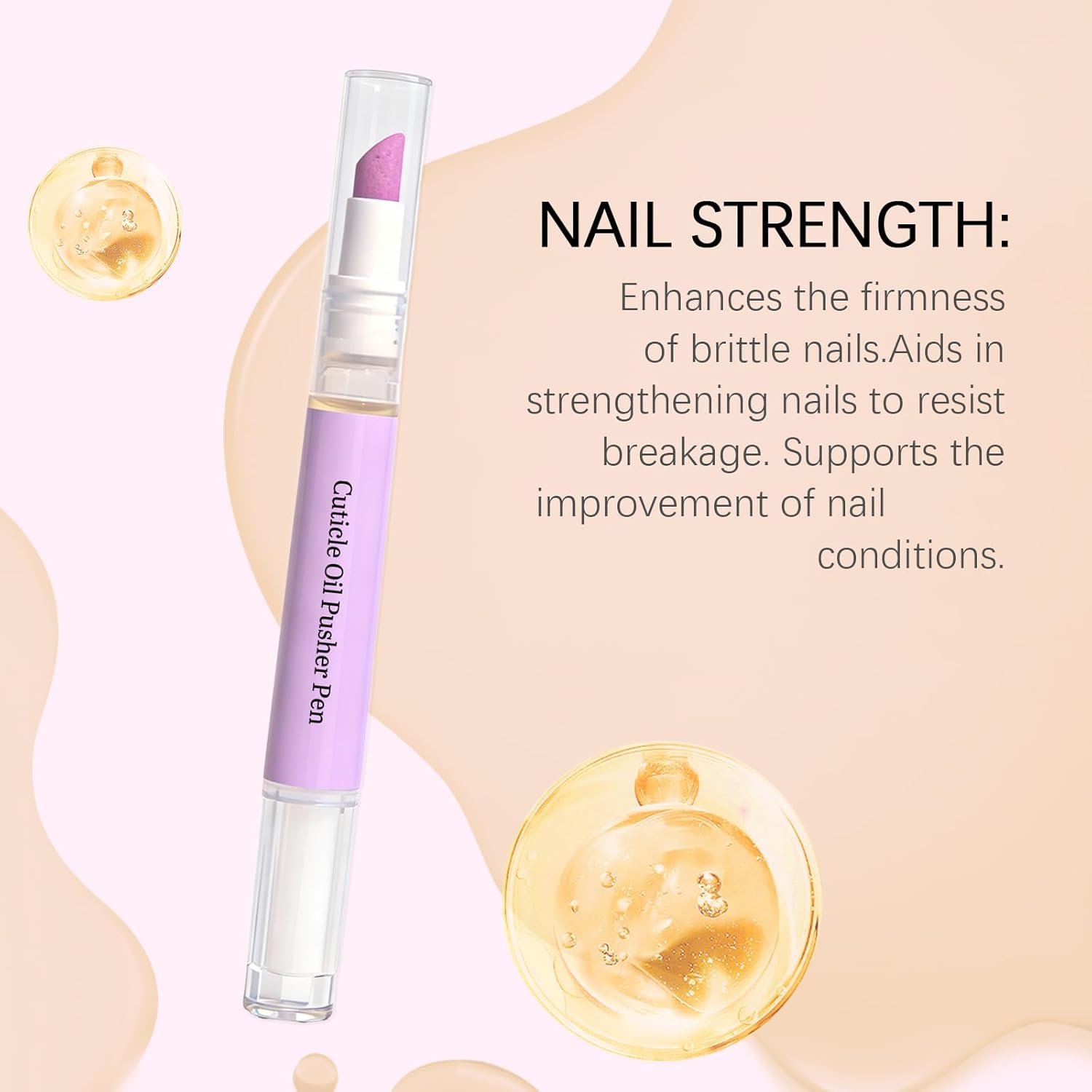 2-In-1 Cuticle Oil Pen, Cuticle Oil Cuticle Pusher Nail Oil Pen, Gentle Cuticle Remover for Dry & Damaged Nails, Hangnails, Moisturize Strengthen Brighten, Lavender Scented (3Pcs)