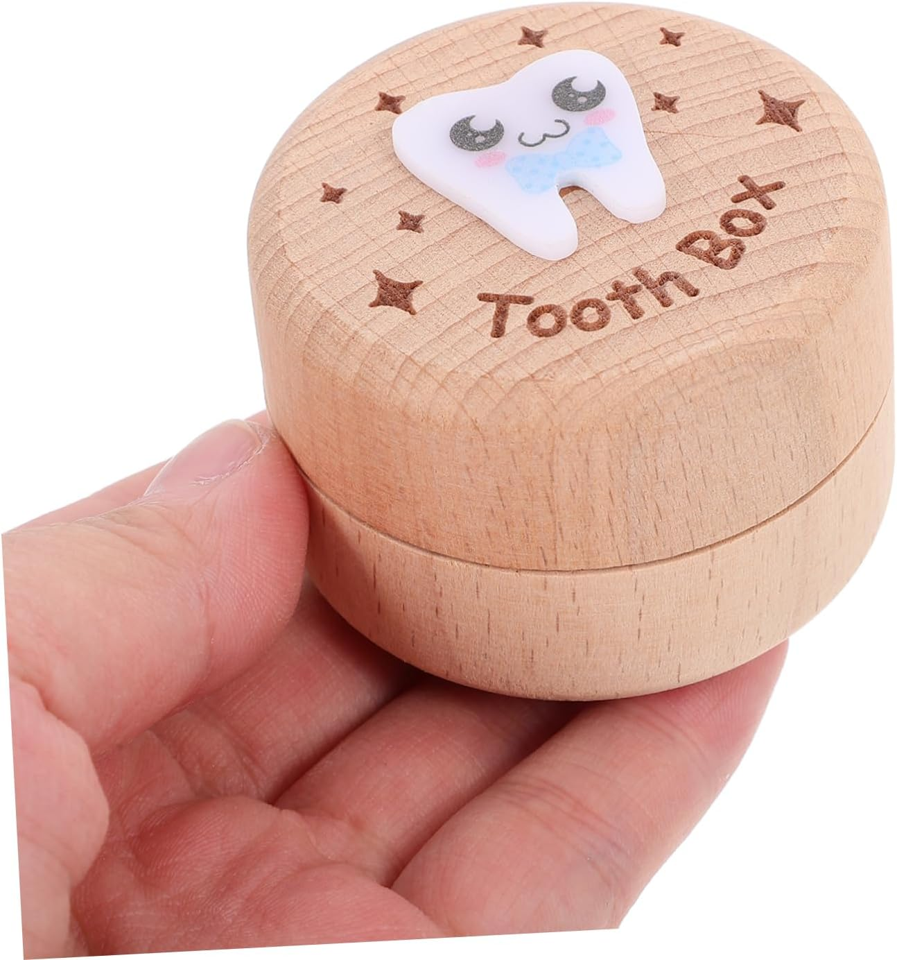 ERINGOGO Wooden Baby Tooth Box and First Tooth Keepsake Organizer for Boys and Girls Fetal Hair Storage Case for Newborns Modern Simple Wood Design image number 4