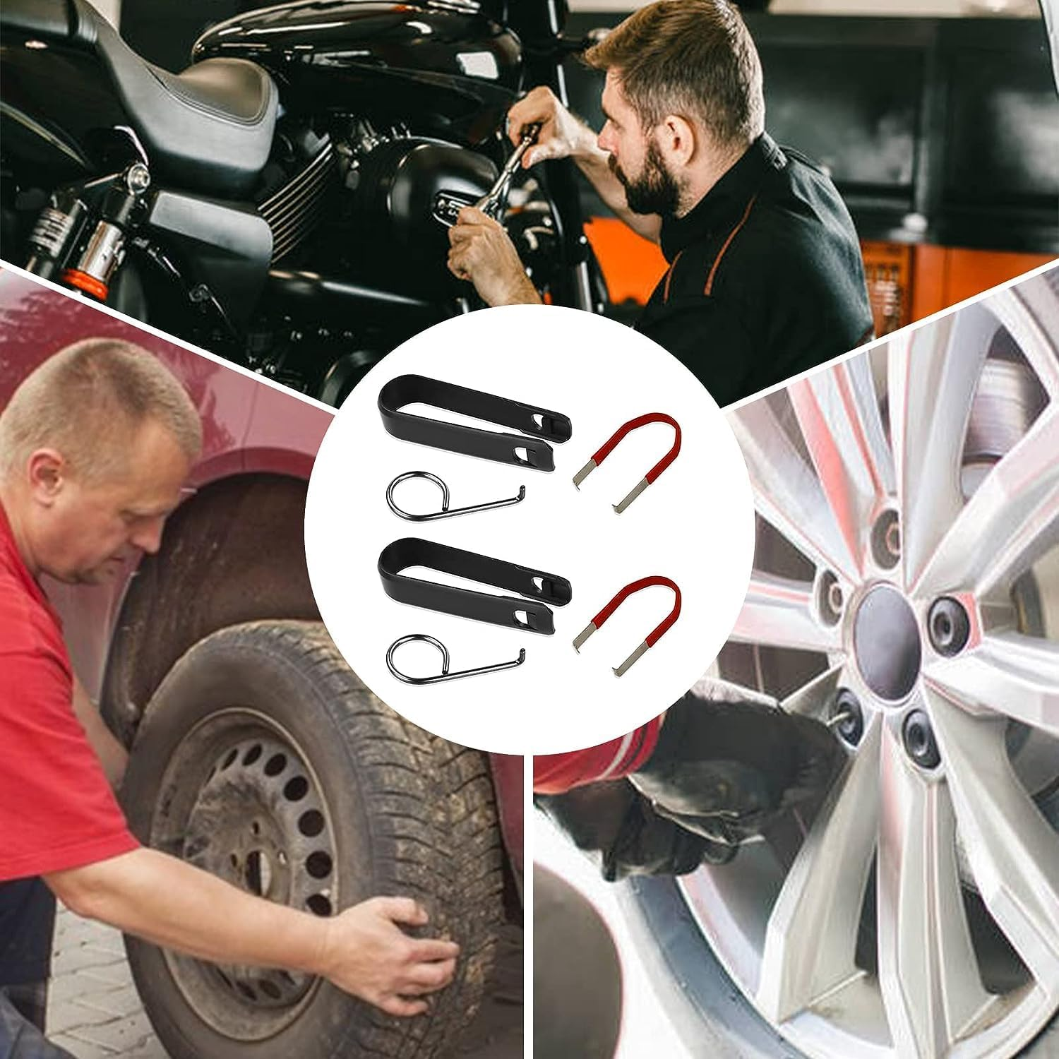 6 PCS Wheel Bolt Cap Cover Removers Tool Set, Tyre Nut Center Cover Cap Puller Tweezers Removal Tool, Bolt & Nut Covers Key for Cars image number 5